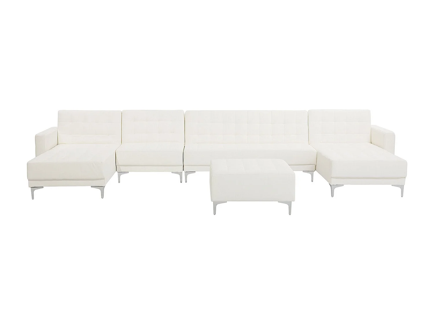Canapé-lit modulable en forme de U 6 places ABERDEEN Cuir PU Blanc avec ottoman