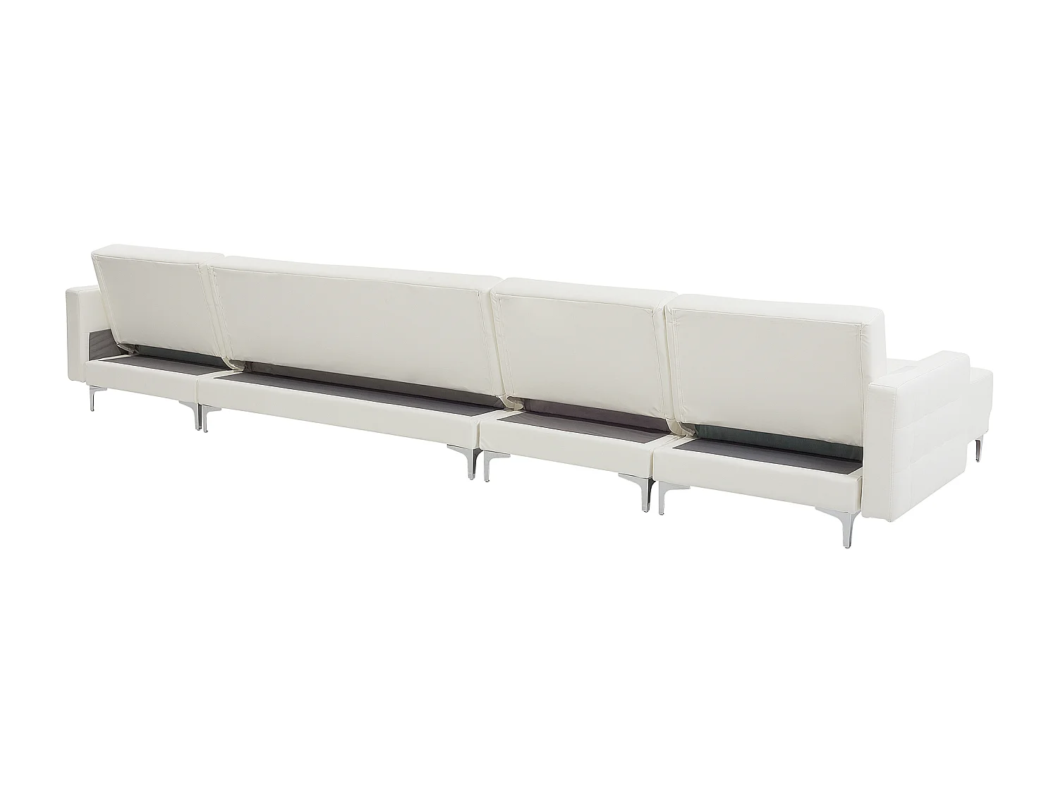 Canapé-lit modulable en forme de U 6 places ABERDEEN Cuir PU Blanc avec ottoman