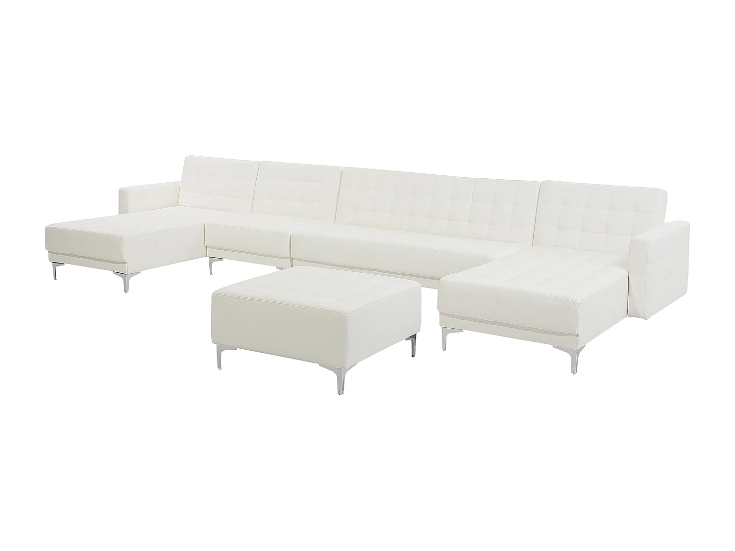 Canapé-lit modulable en forme de U 6 places ABERDEEN Cuir PU Blanc avec ottoman