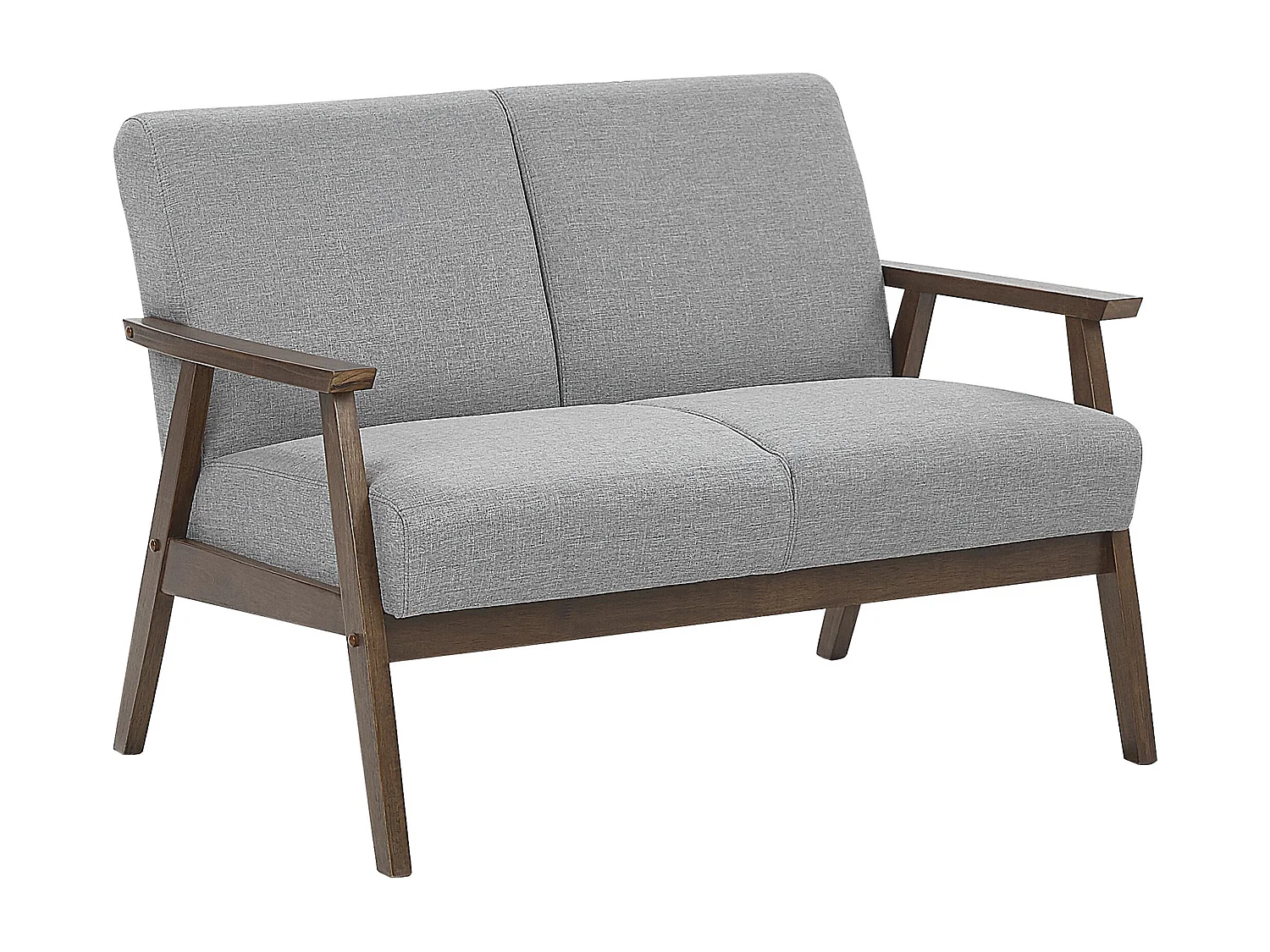 Retro 2-Sitzer Sofa mit Polsterbezug grau Holzgestell Federkern Asnes