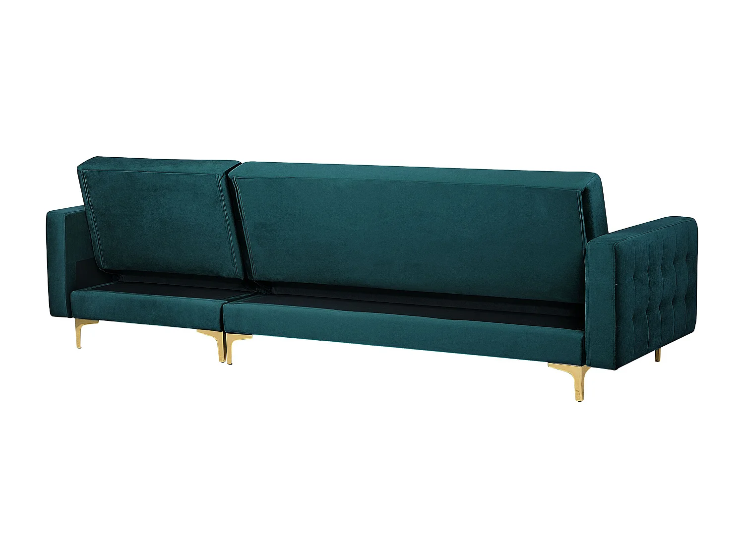 Modulaire hoekslaapbank ABERDEEN Fluweel Blauwgroen Met ottomaan 4-zitter Linkerzijde