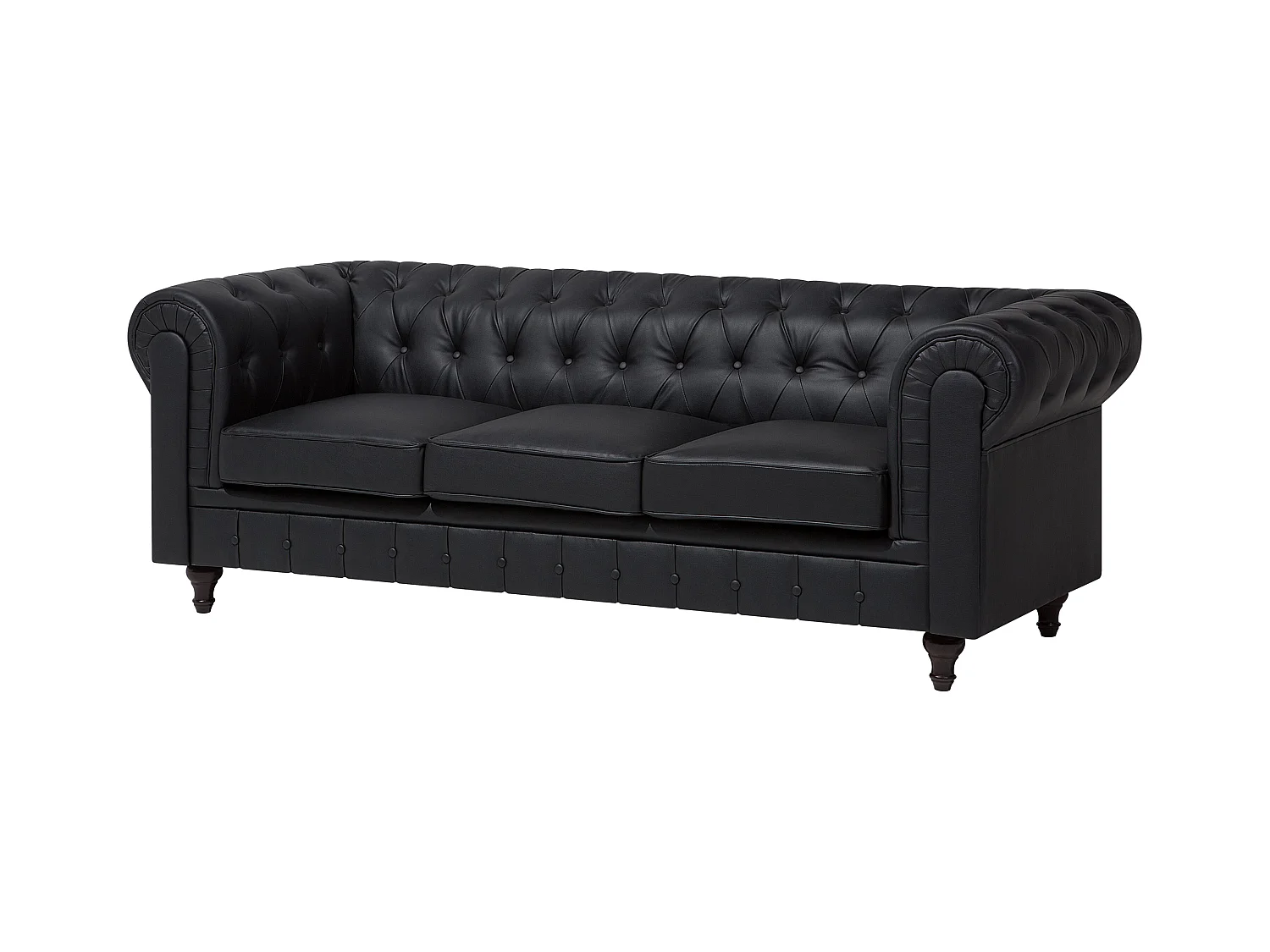 Canapé 3 places CHESTERFIELD Cuir PU Noir