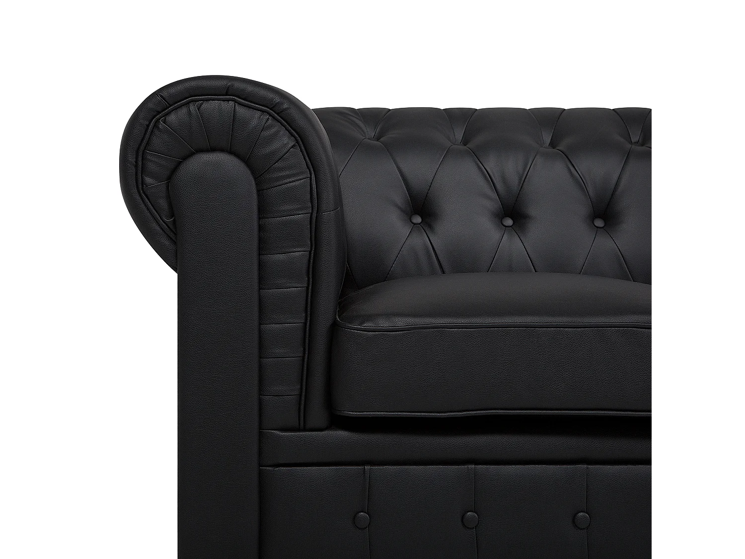 Canapé 3 places CHESTERFIELD Cuir PU Noir