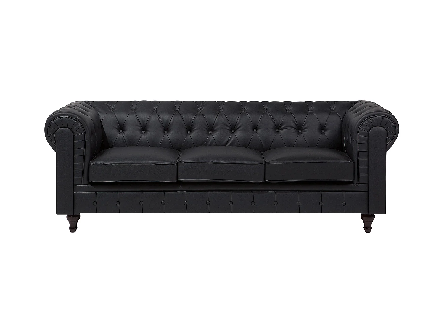 Bank CHESTERFIELD Kunstleer Zwart 3-zitter