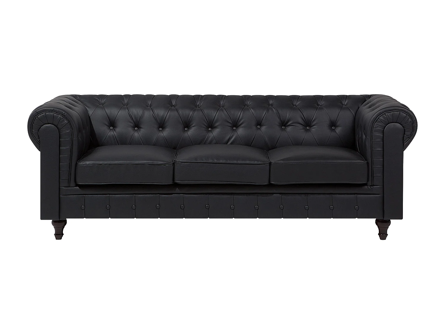 Bank CHESTERFIELD Kunstleer Zwart 3-zitter