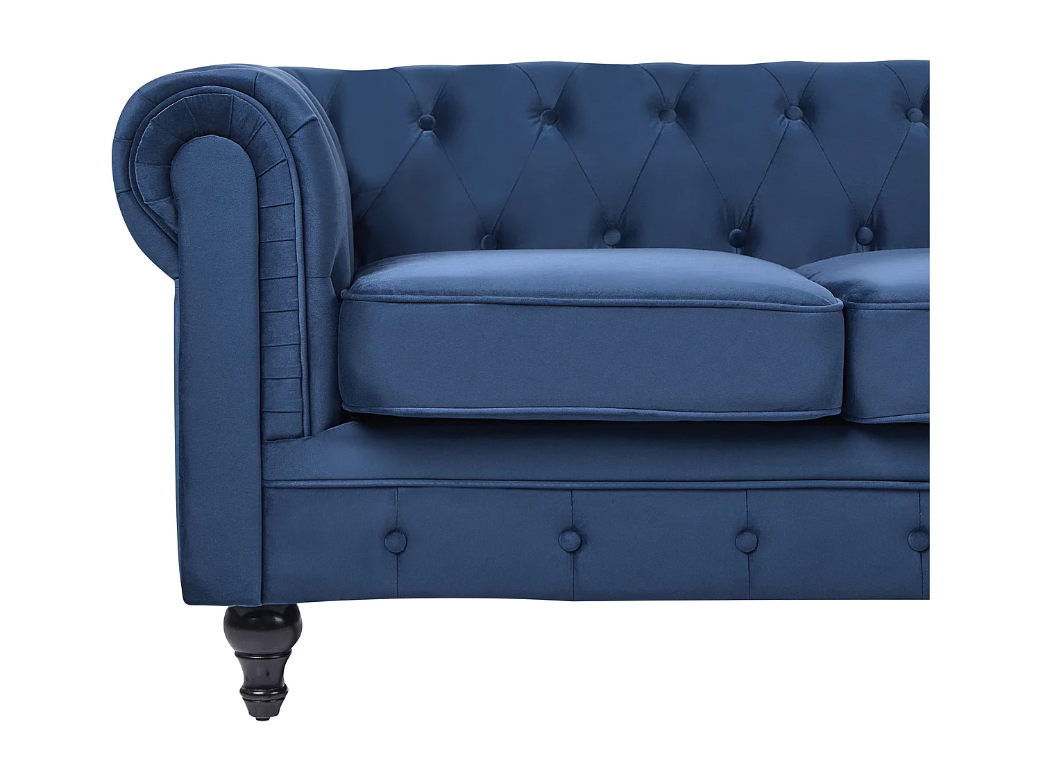 Canapé 3 places CHESTERFIELD Velours Bleu marine