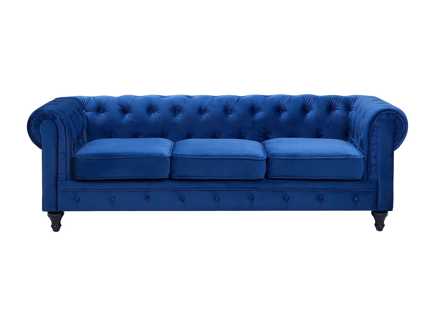 Sofa CHESTERFIELD Samtstoff Marineblau 3-Sitzer