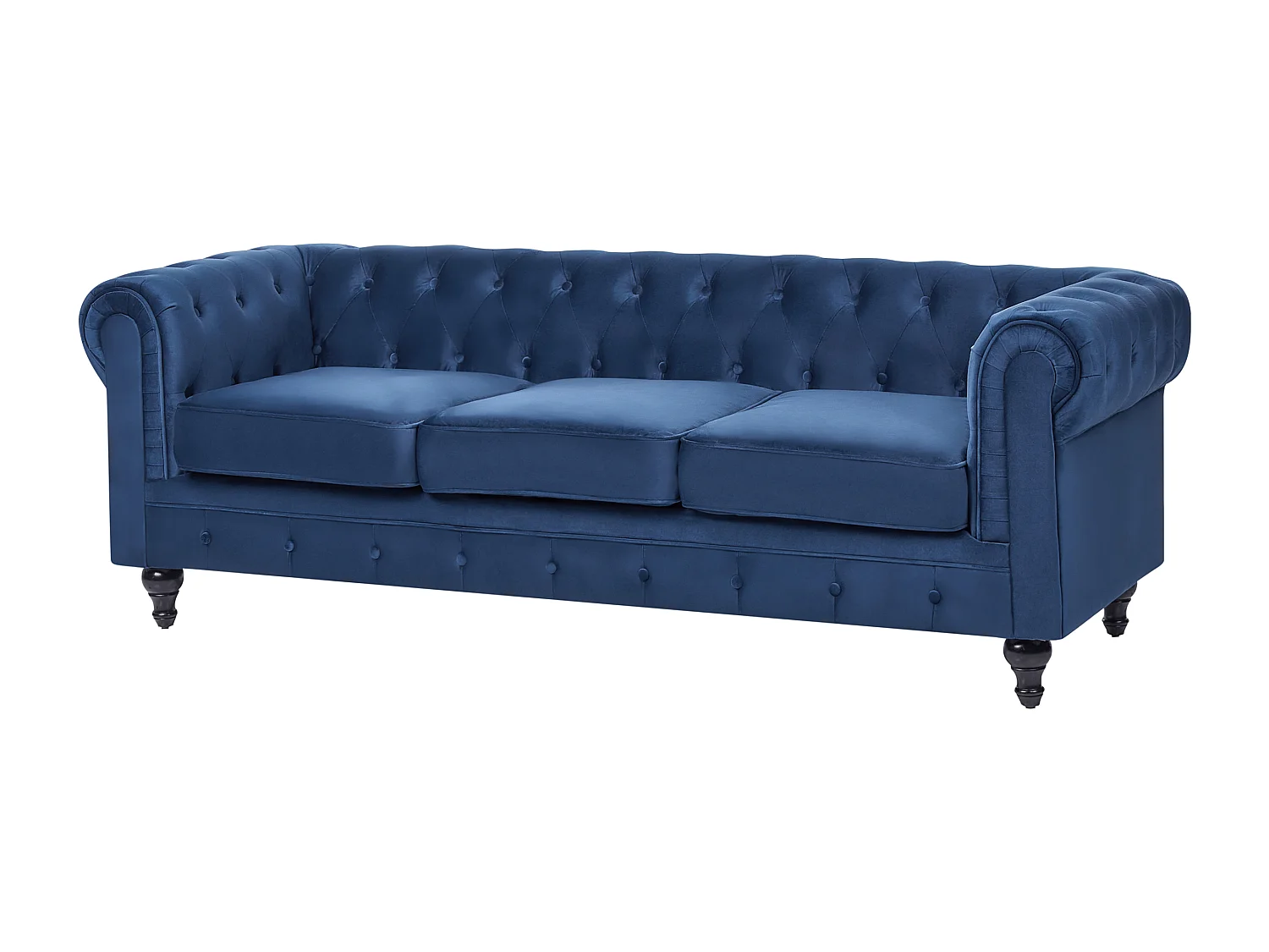 Sofa CHESTERFIELD Samtstoff Marineblau 3-Sitzer