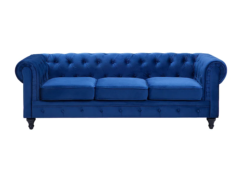 Bank CHESTERFIELD Fluweel Marineblauw 3-zitter