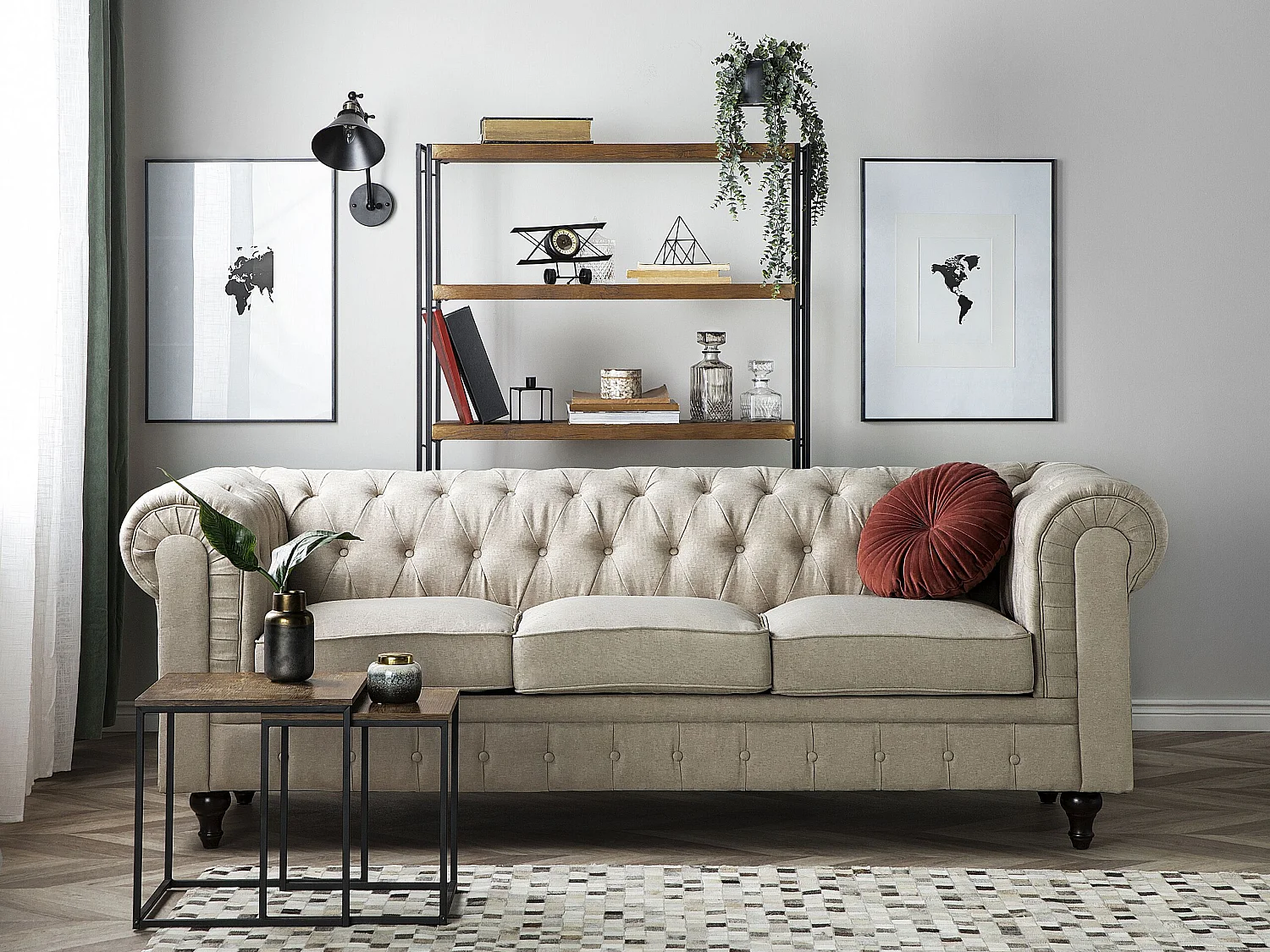 Sofa CHESTERFIELD Beżowy dla 3 osób