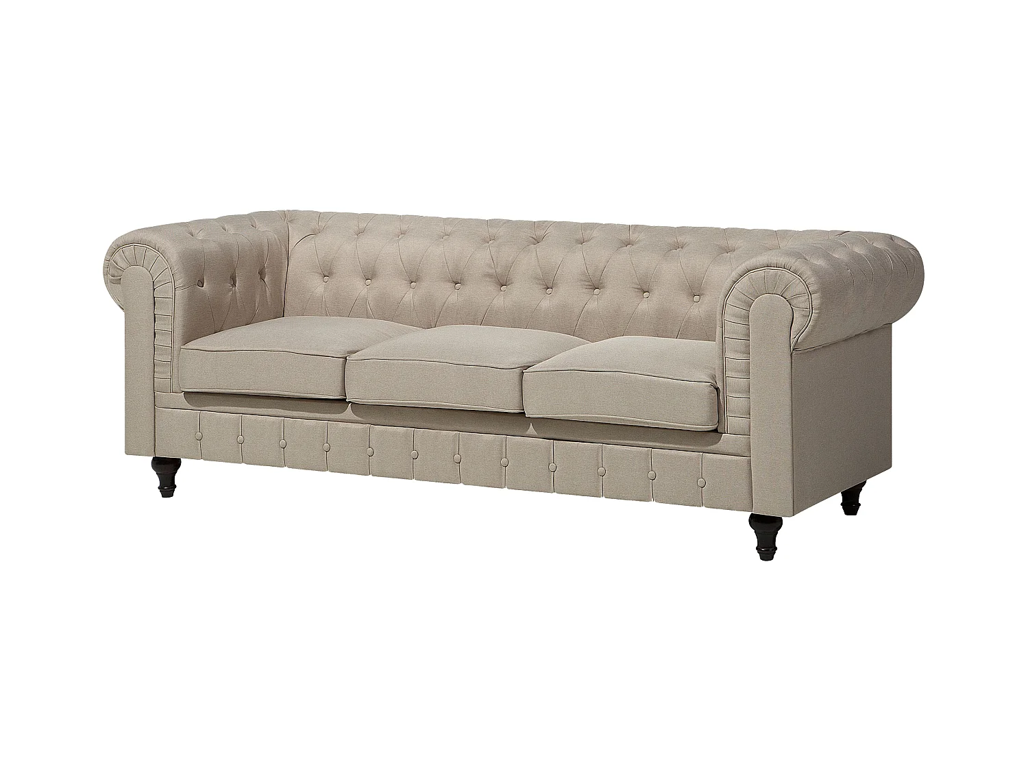 Canapé 3 places CHESTERFIELD Tissu Beige