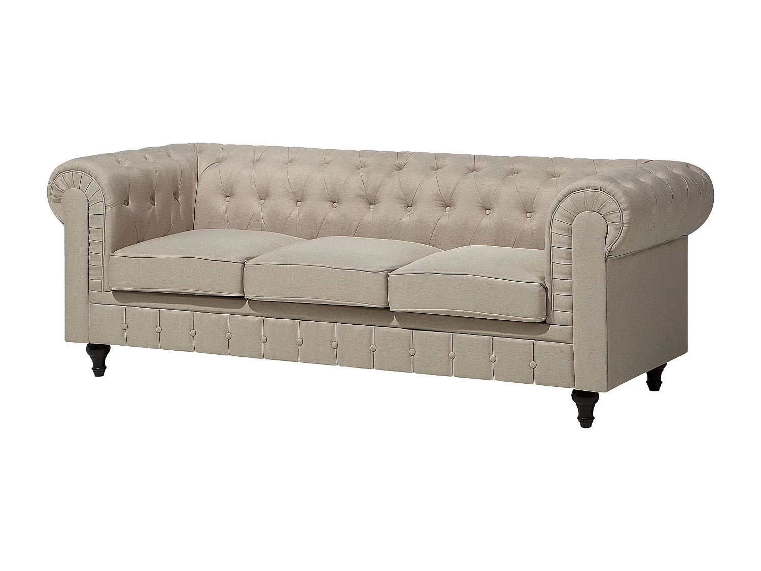Canapé 3 places CHESTERFIELD Tissu Beige