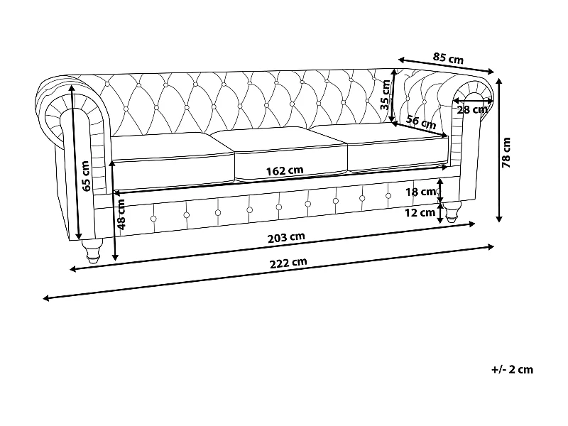 Canapé 3 places CHESTERFIELD Tissu Beige