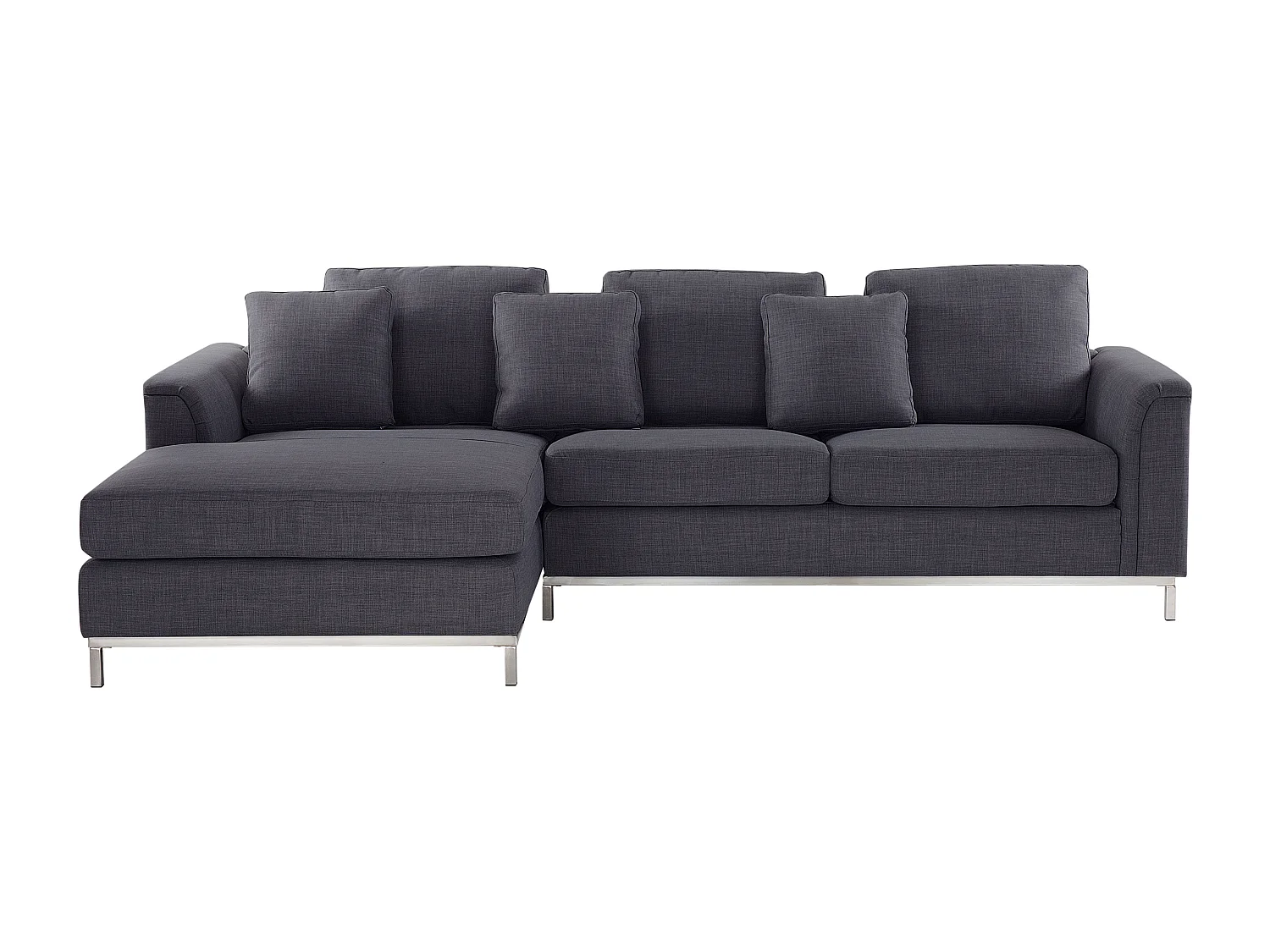 Canapé Angle à gauche en Tissu Gris Clair Dossier Matelassé Housses Amovibles Oslo