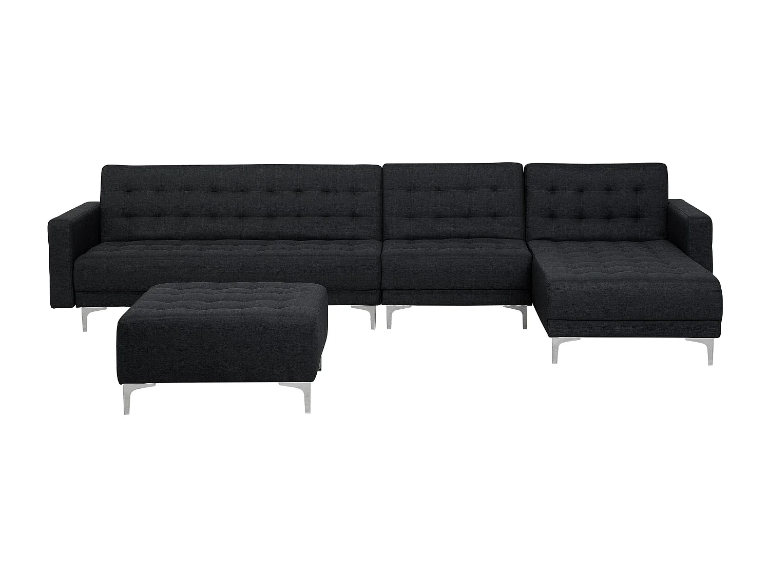 Canapé-lit d'angle modulable ABERDEEN Tissu Gris graphite avec ottoman 5 places Côté droite