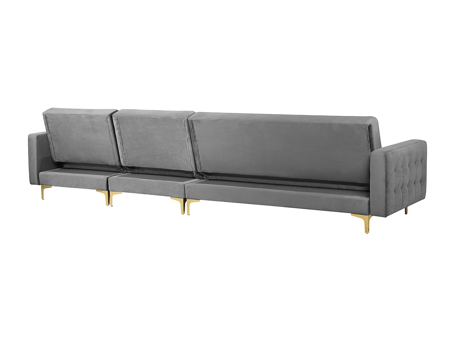 Canapé Angle à Gauche Modulable - Aberdeen - Convertible Avec Pouf Ottoman en Velours Gris Moderne