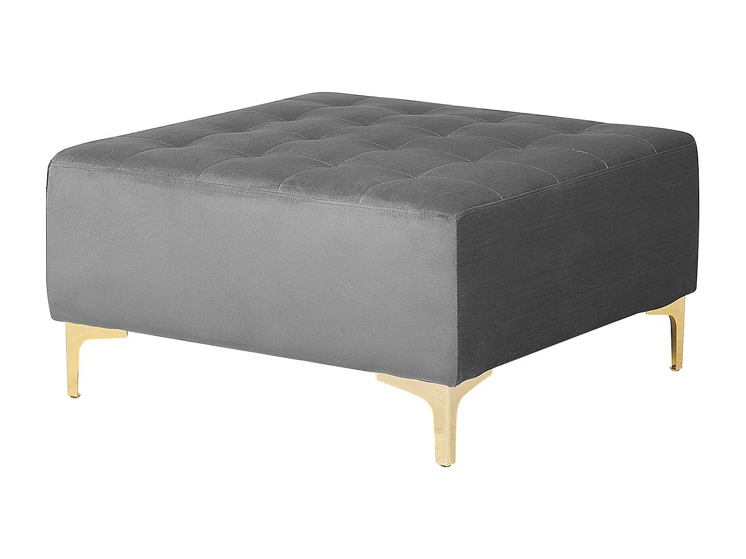 Canapé Angle à Gauche Modulable - Aberdeen - Convertible Avec Pouf Ottoman en Velours Gris Moderne