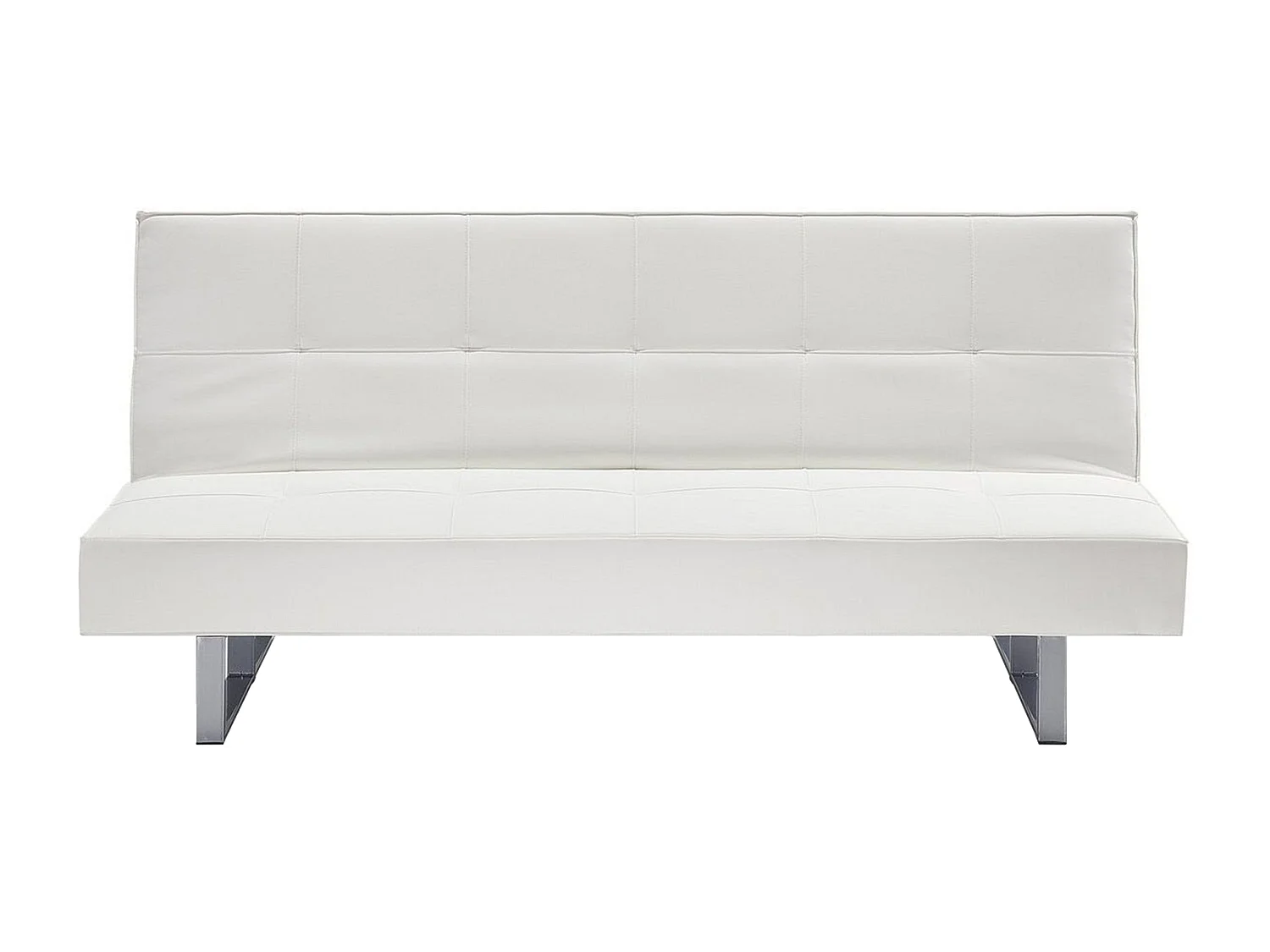 3-Sitzer Schlafsofa Kunstleder weiß gesteppt Sofa mit Schlaffunktion Derby