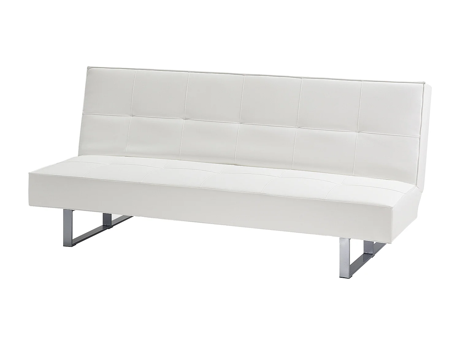 3-Sitzer Schlafsofa Kunstleder weiß gesteppt Sofa mit Schlaffunktion Derby