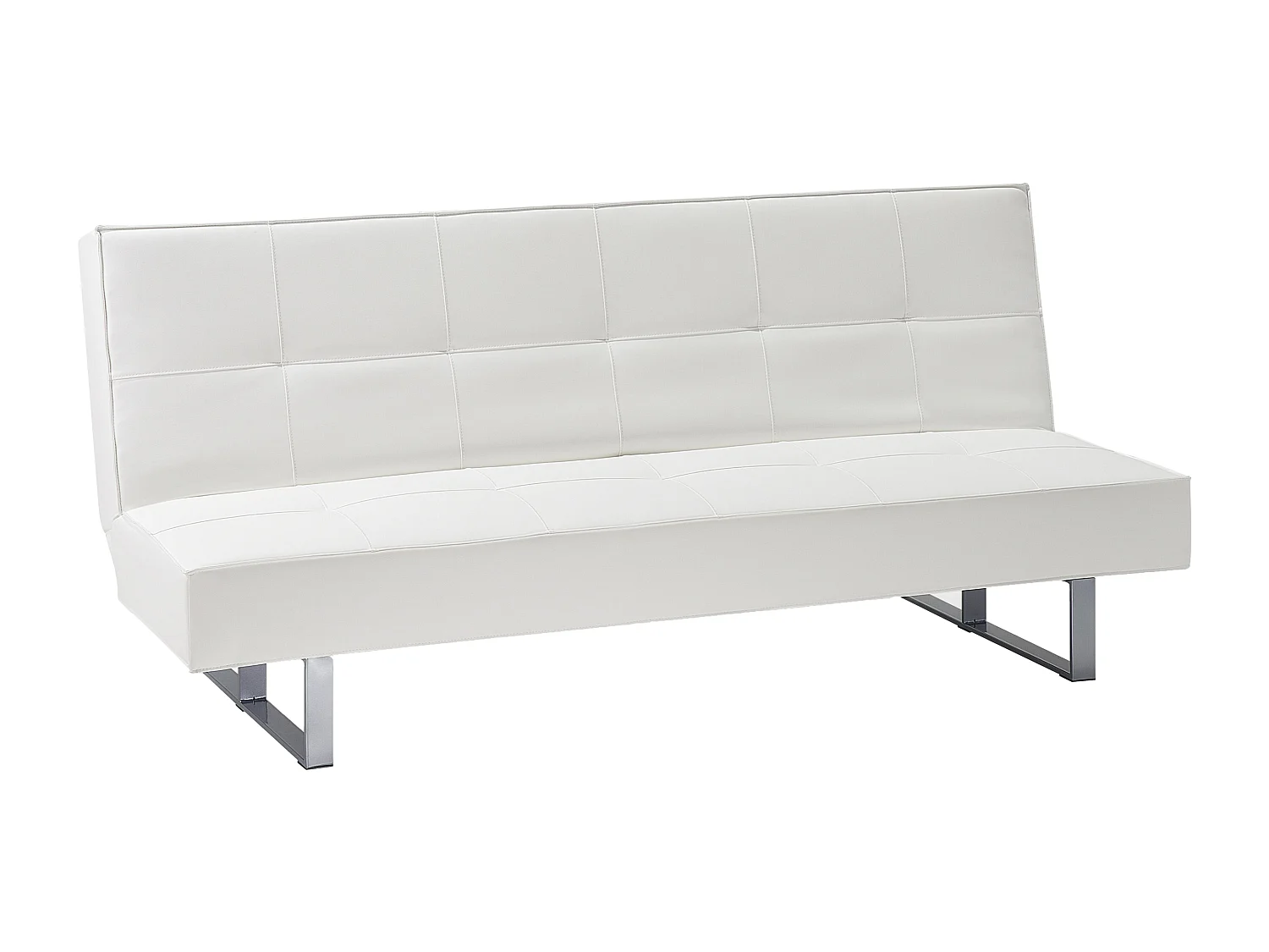 3-Sitzer Schlafsofa Kunstleder weiß gesteppt Sofa mit Schlaffunktion Derby