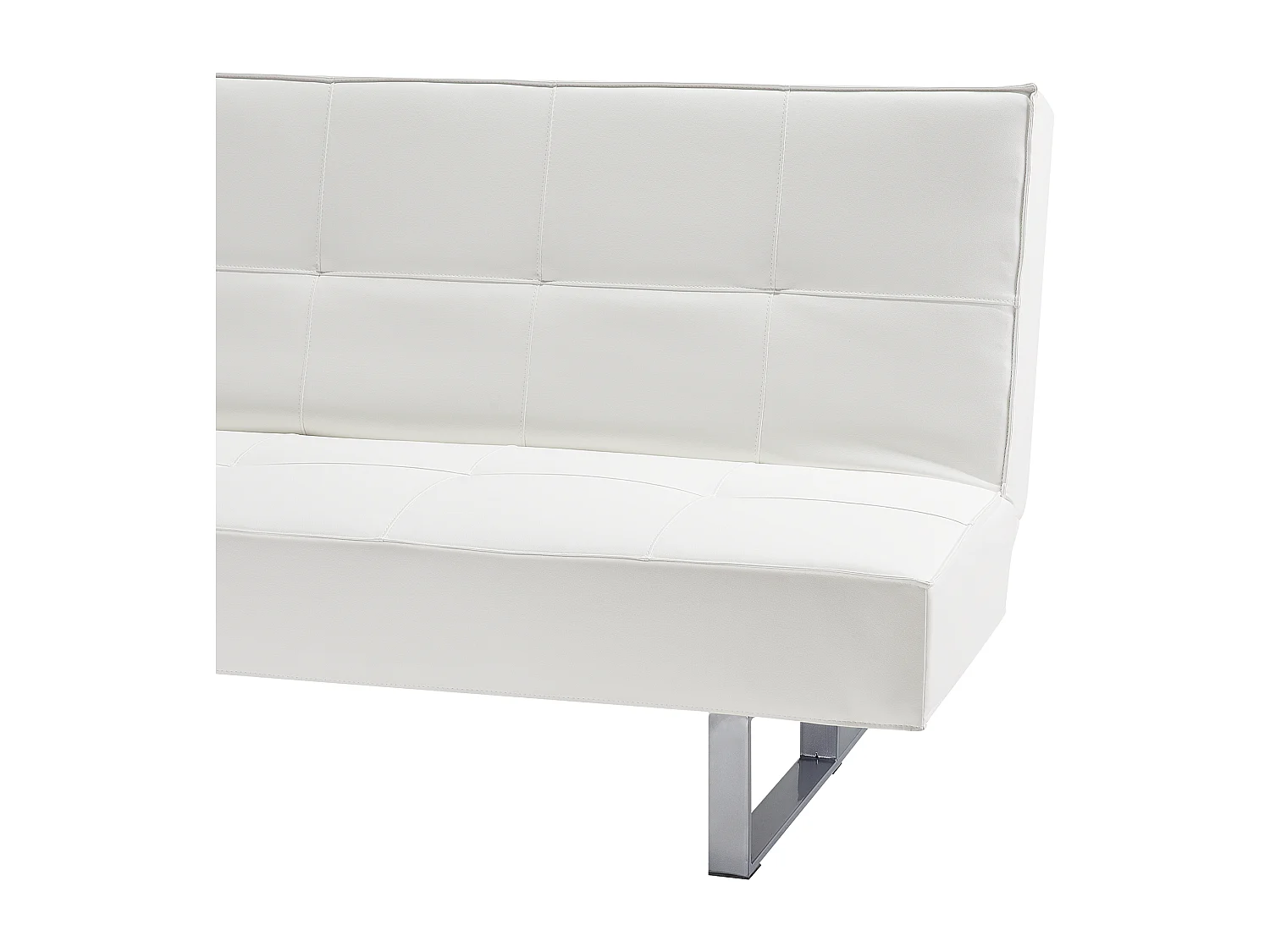 3-Sitzer Schlafsofa Kunstleder weiß gesteppt Sofa mit Schlaffunktion Derby