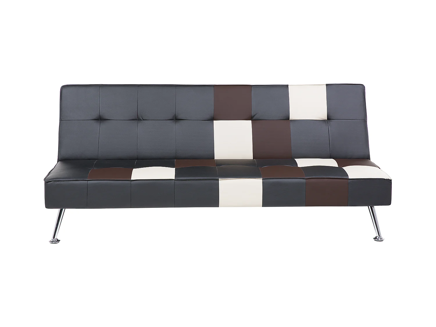 Patchwork Sofa schwarz/braun/beige Kunstleder Schlaffunktion Olsker