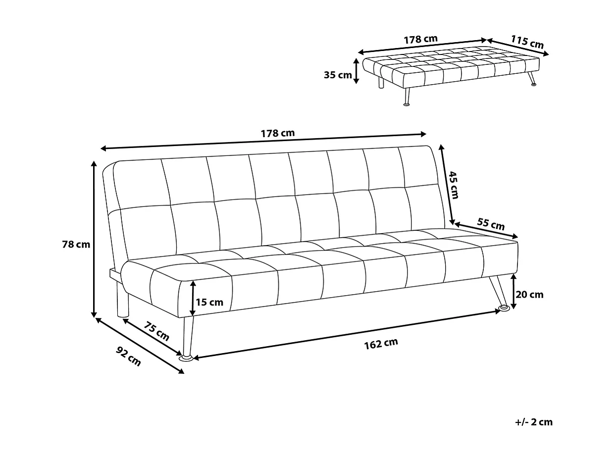 Canapé-lit 3 places OLSKER Cuir PU Noir