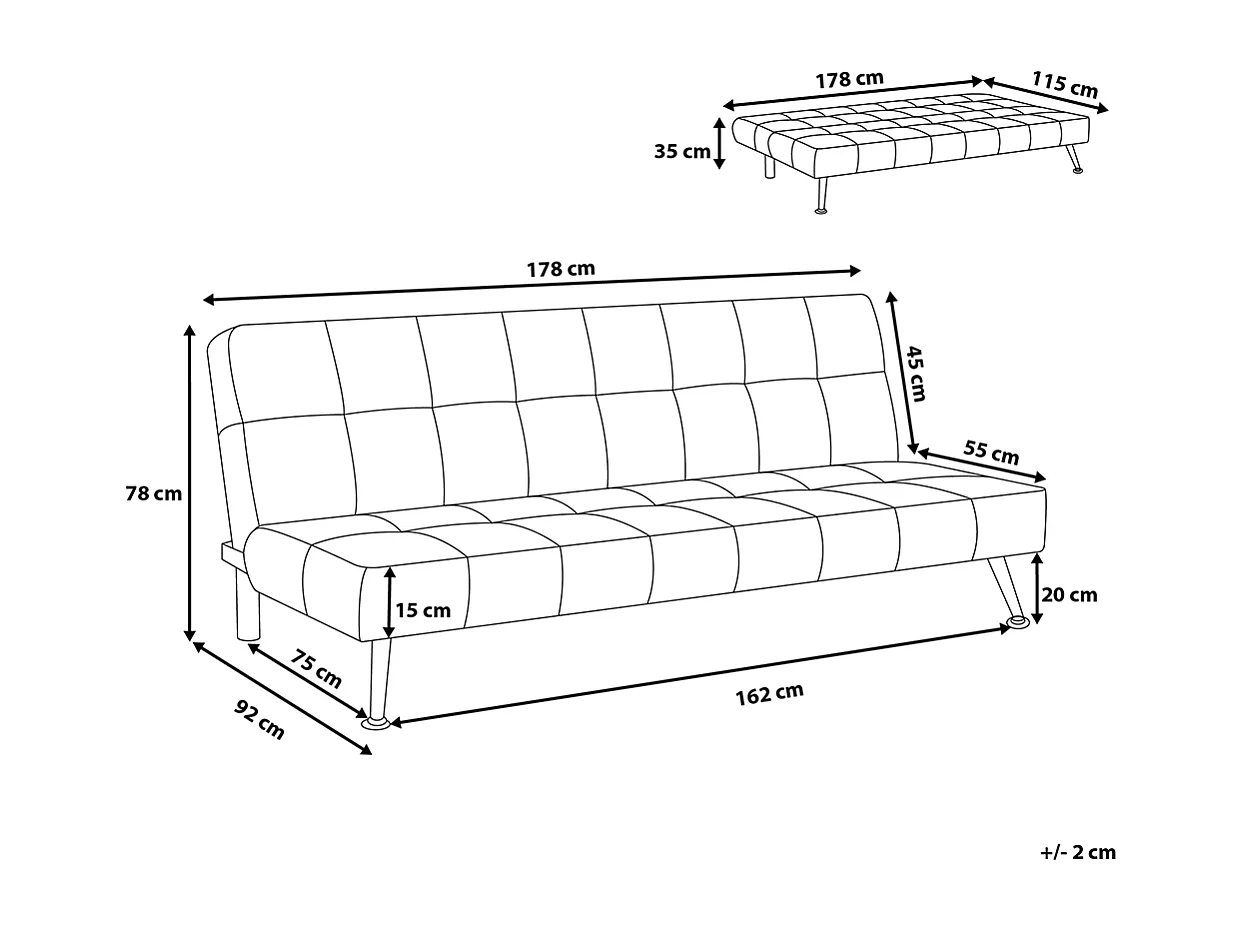 Canapé-lit 3 places OLSKER Cuir PU Noir
