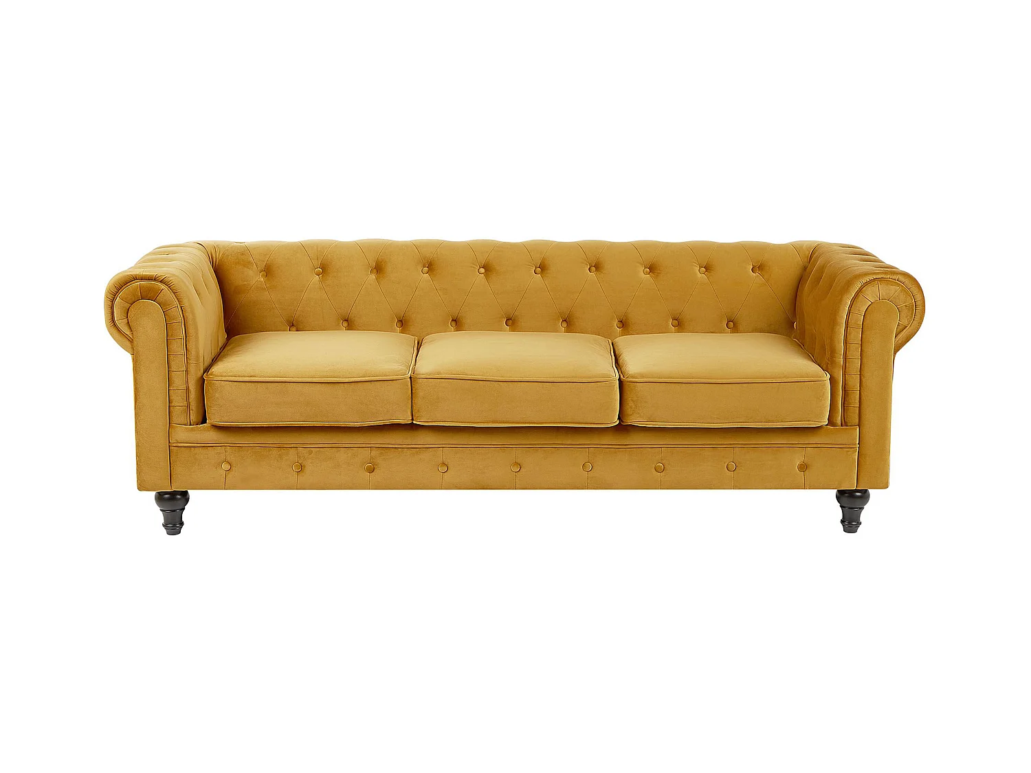Canapé 3 places CHESTERFIELD Velours Moutarde