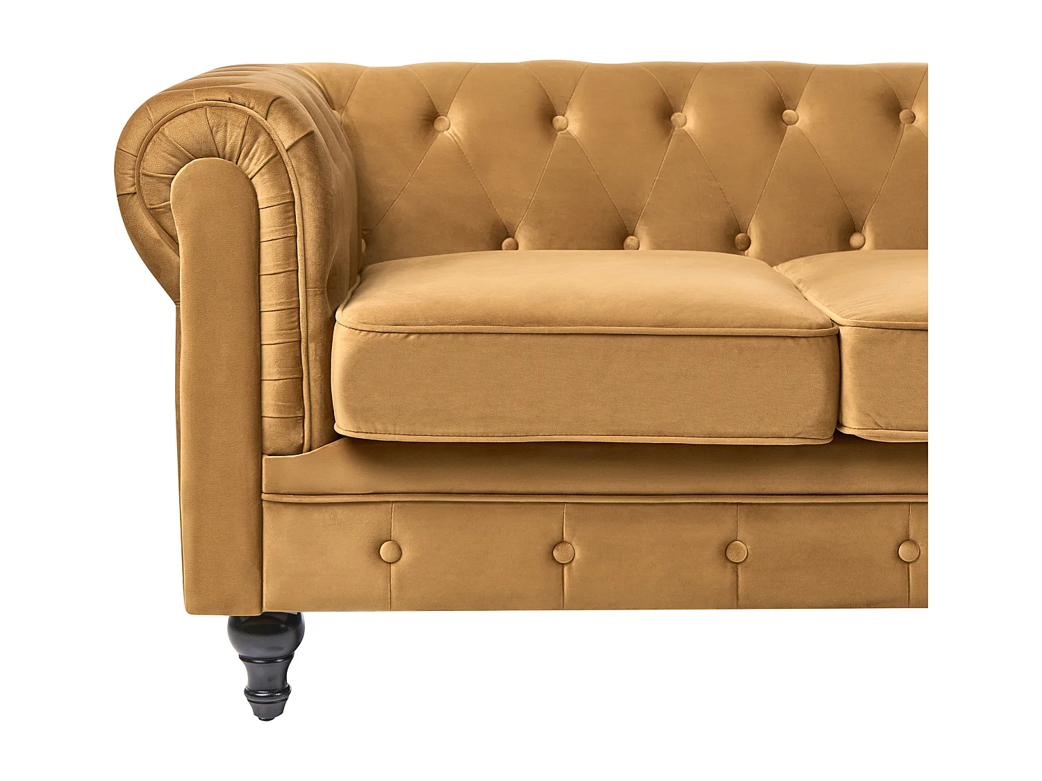 Bank CHESTERFIELD Fluweel Mosterdgeel 3-zitter