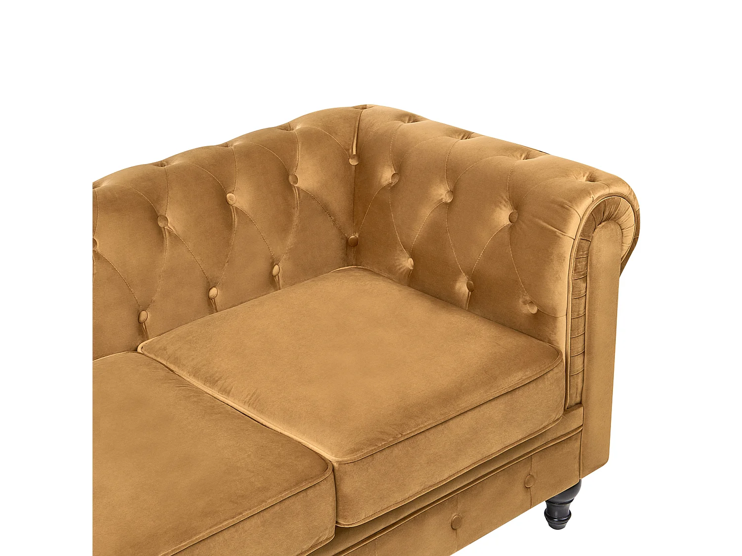 Bank CHESTERFIELD Fluweel Mosterdgeel 3-zitter