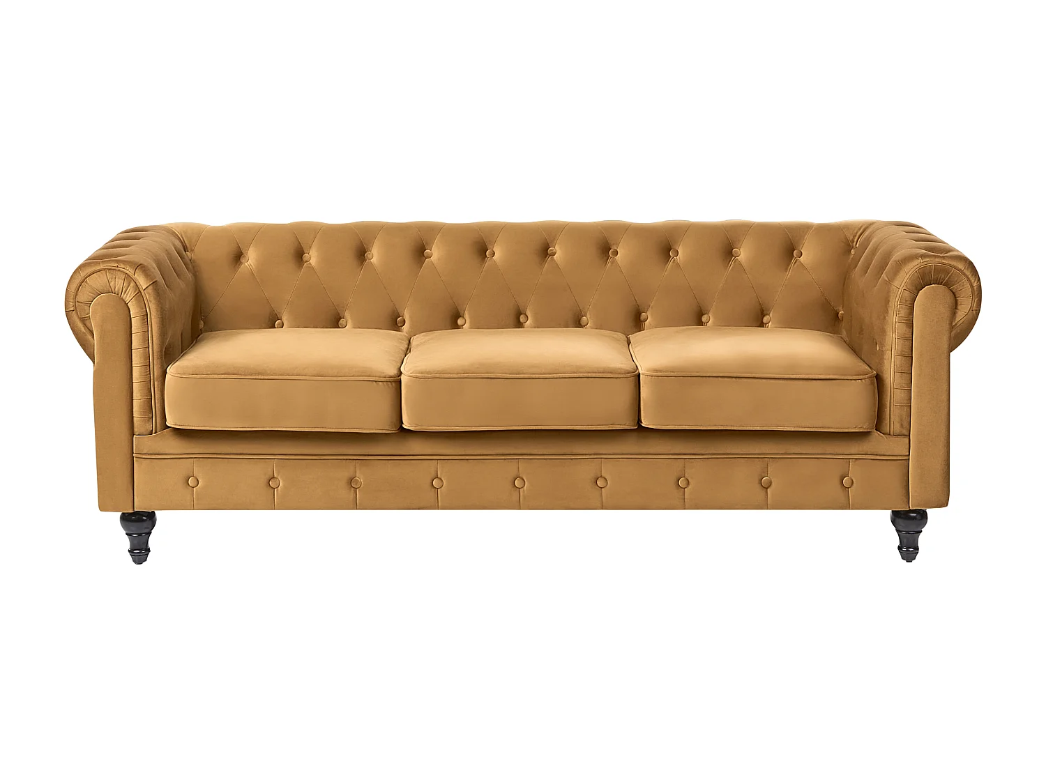 Canapé CHESTERFIELD Velours Moutarde 3 places