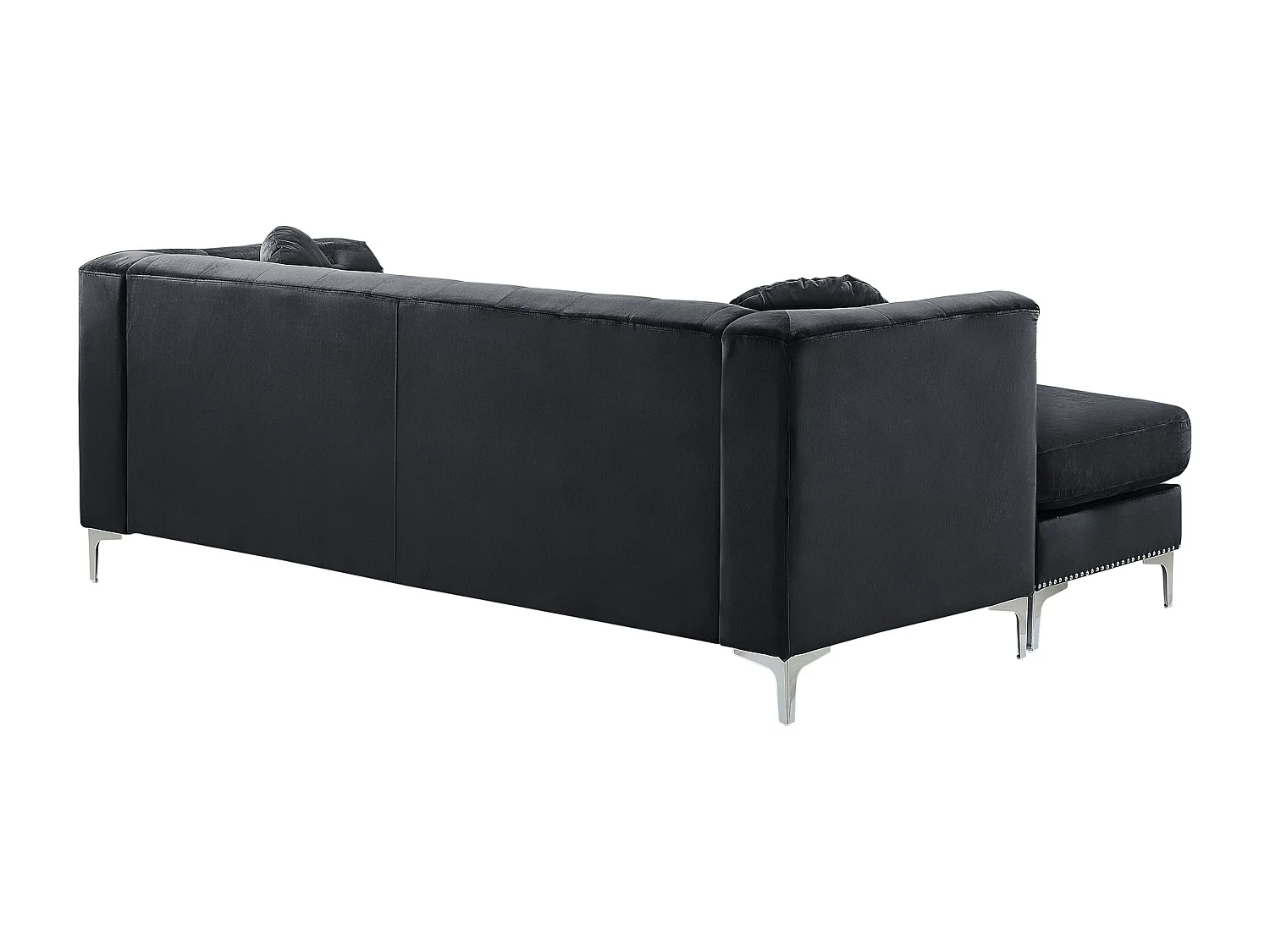 Hoekbank FLEN Fluweel Zwart 3-zitter Rechterzijde