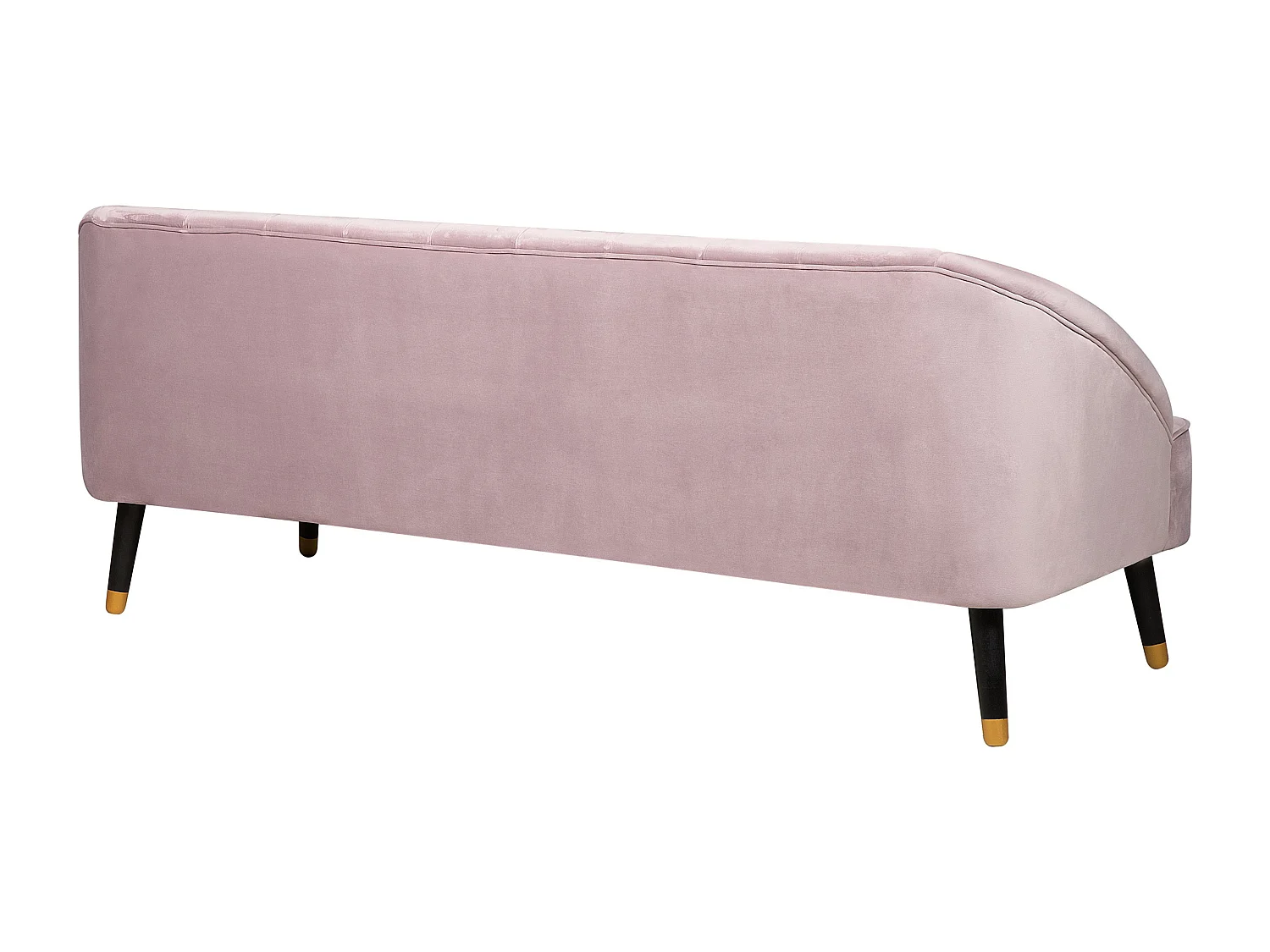 3-Sitzer Sofa Samtstoff rosa gesteppt mit hohen Füßen schwarz / gold Alsvag