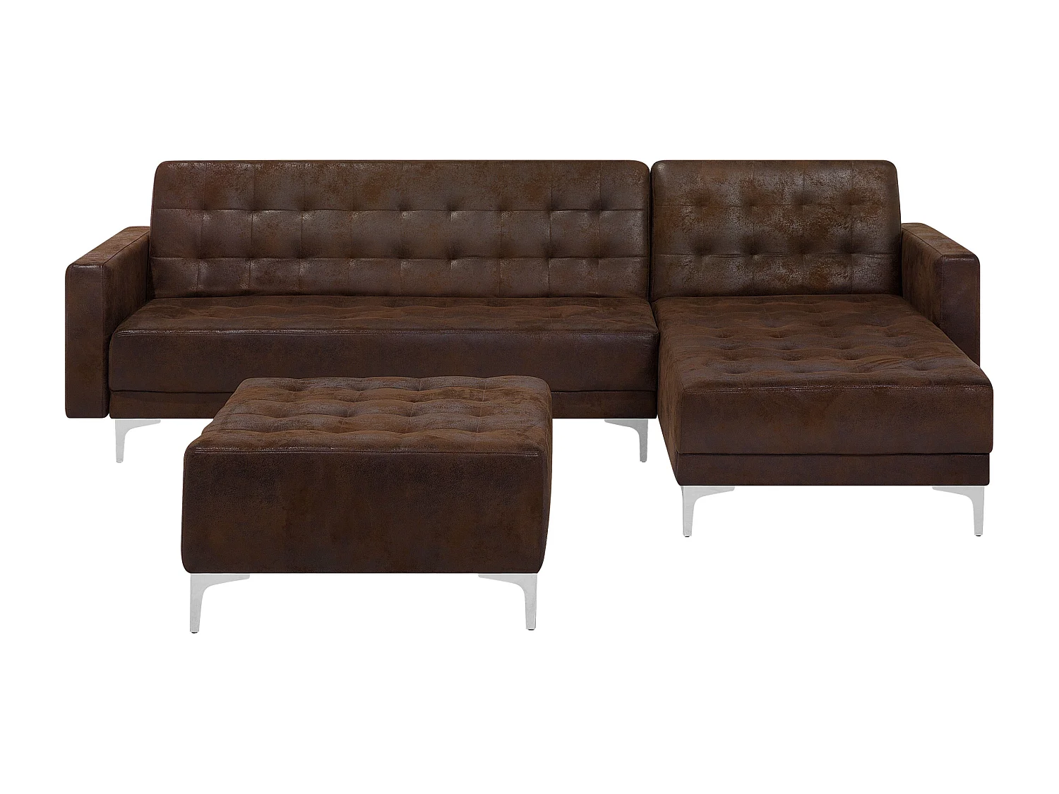Modulaire hoekslaapbank ABERDEEN Kunstleer Bruin Met ottomaan 4-zitter Linkerzijde