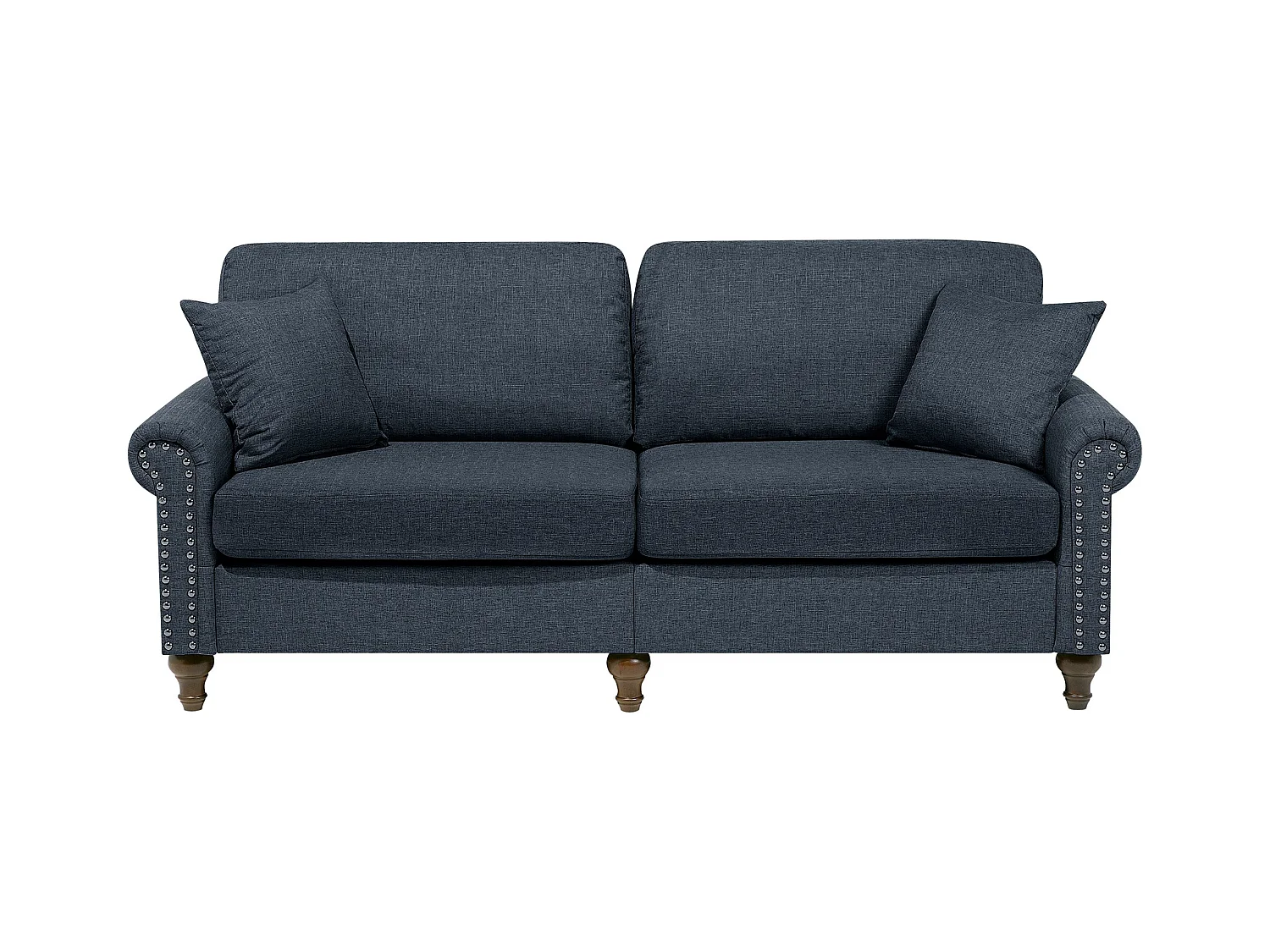 Klassisches Sofa 3-Sitzer Polsterbezug 2 Zierkissen dunkelgrau Otra II