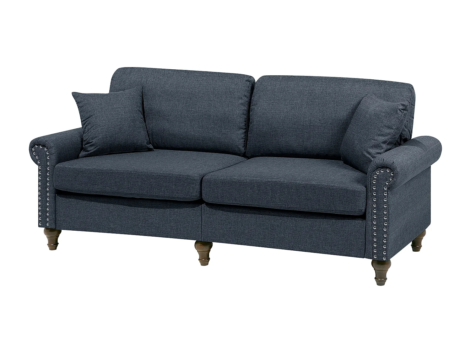 Klassisches Sofa 3-Sitzer Polsterbezug 2 Zierkissen dunkelgrau Otra II