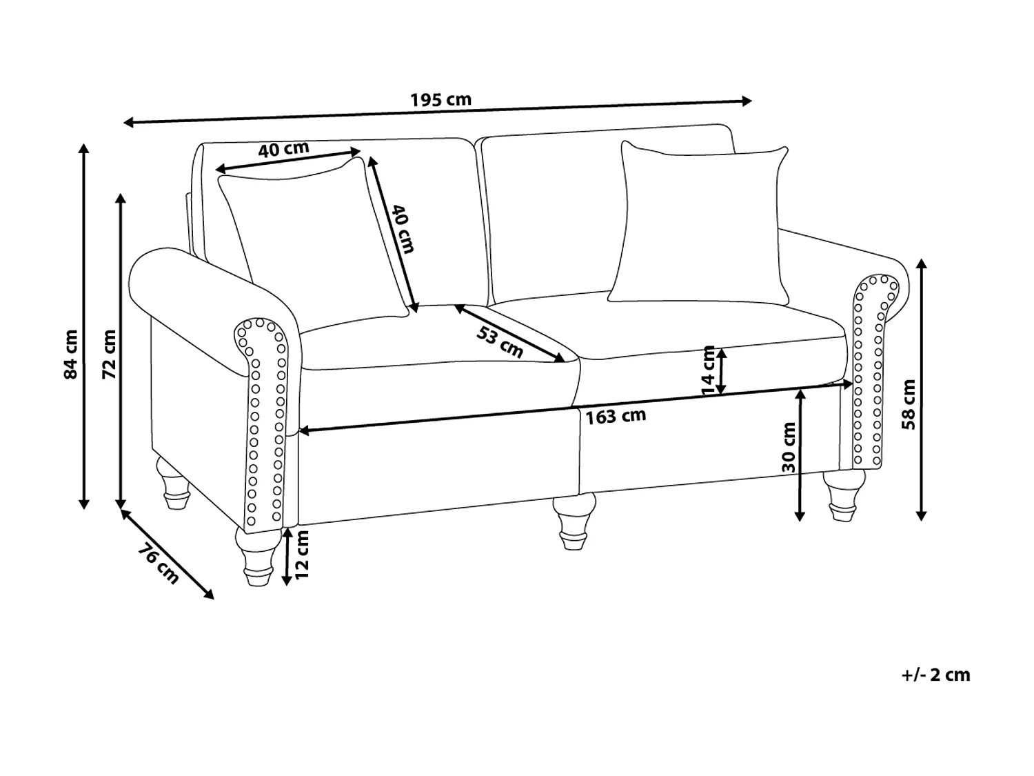 Canapé 3 places OTRA Tissu Gris foncé