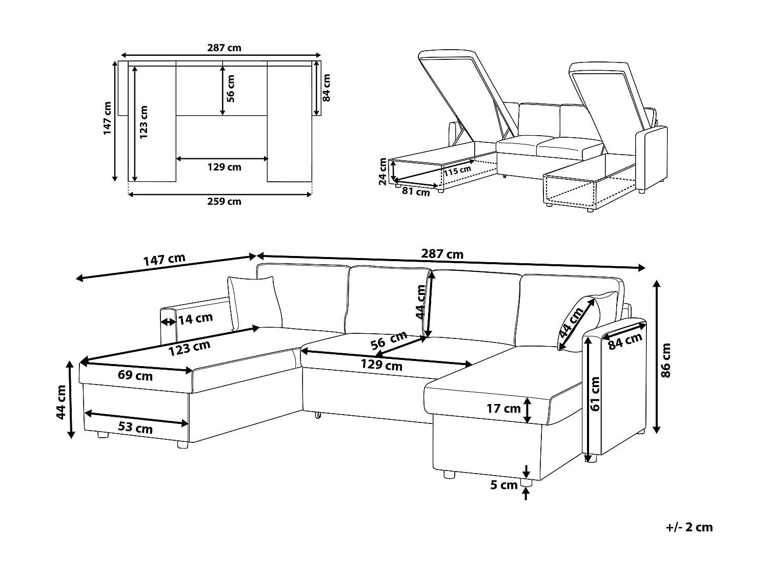 Schlafsofa Polsterbezug in Dunkelgrau modernes Sofa mit Schlaffunktion Couch