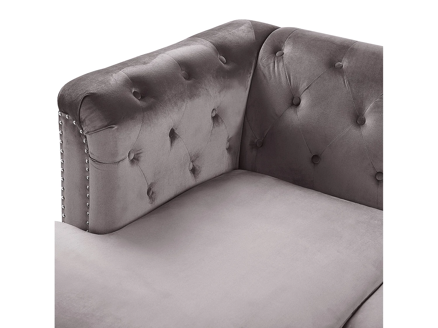 Elegantes Ecksofa aus Samtstoff rechtsseitig grau Flen