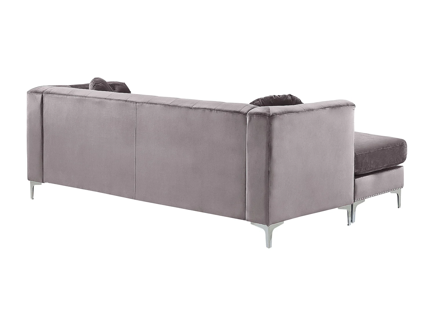 Elegantes Ecksofa aus Samtstoff rechtsseitig grau Flen