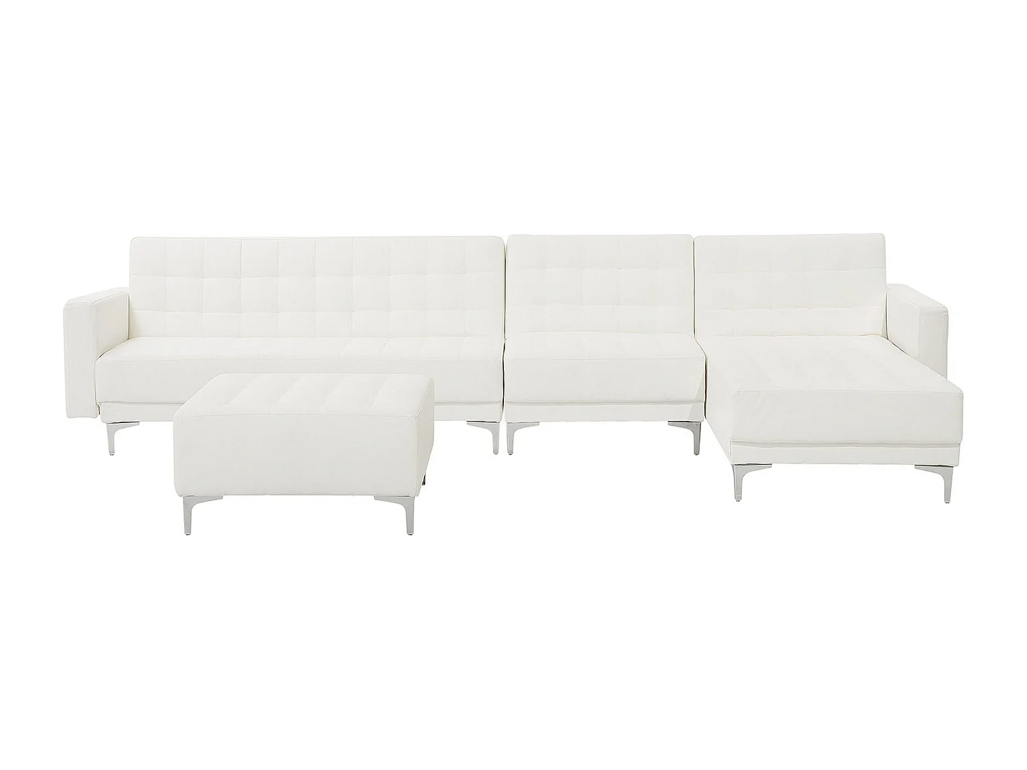 Modulsofa Kunstleder Schlaffunktion weiß linksseitig mit Ottomane Aberdeen