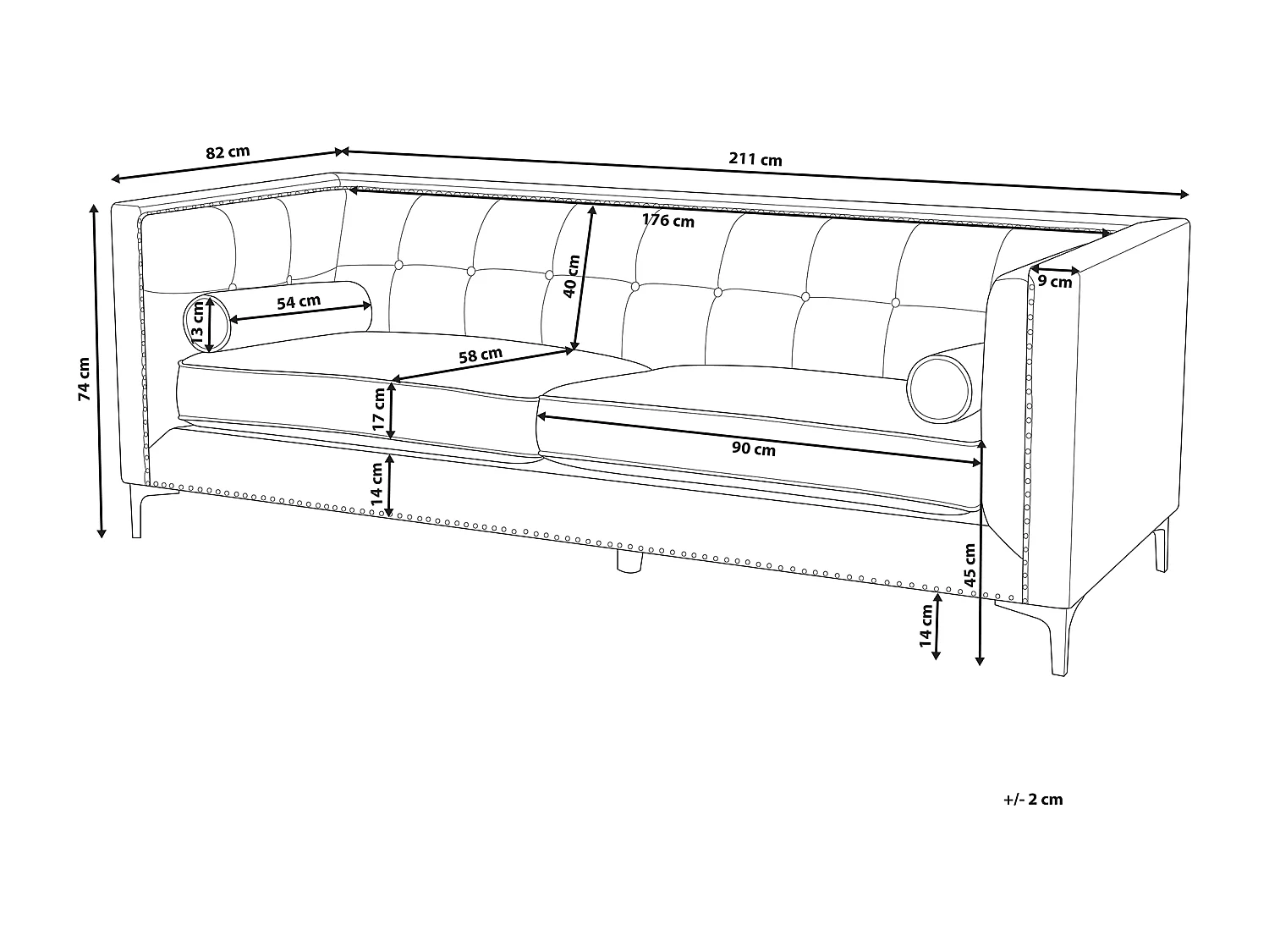 Canapé 3 places AVALDSENES Velours Vert émeraude