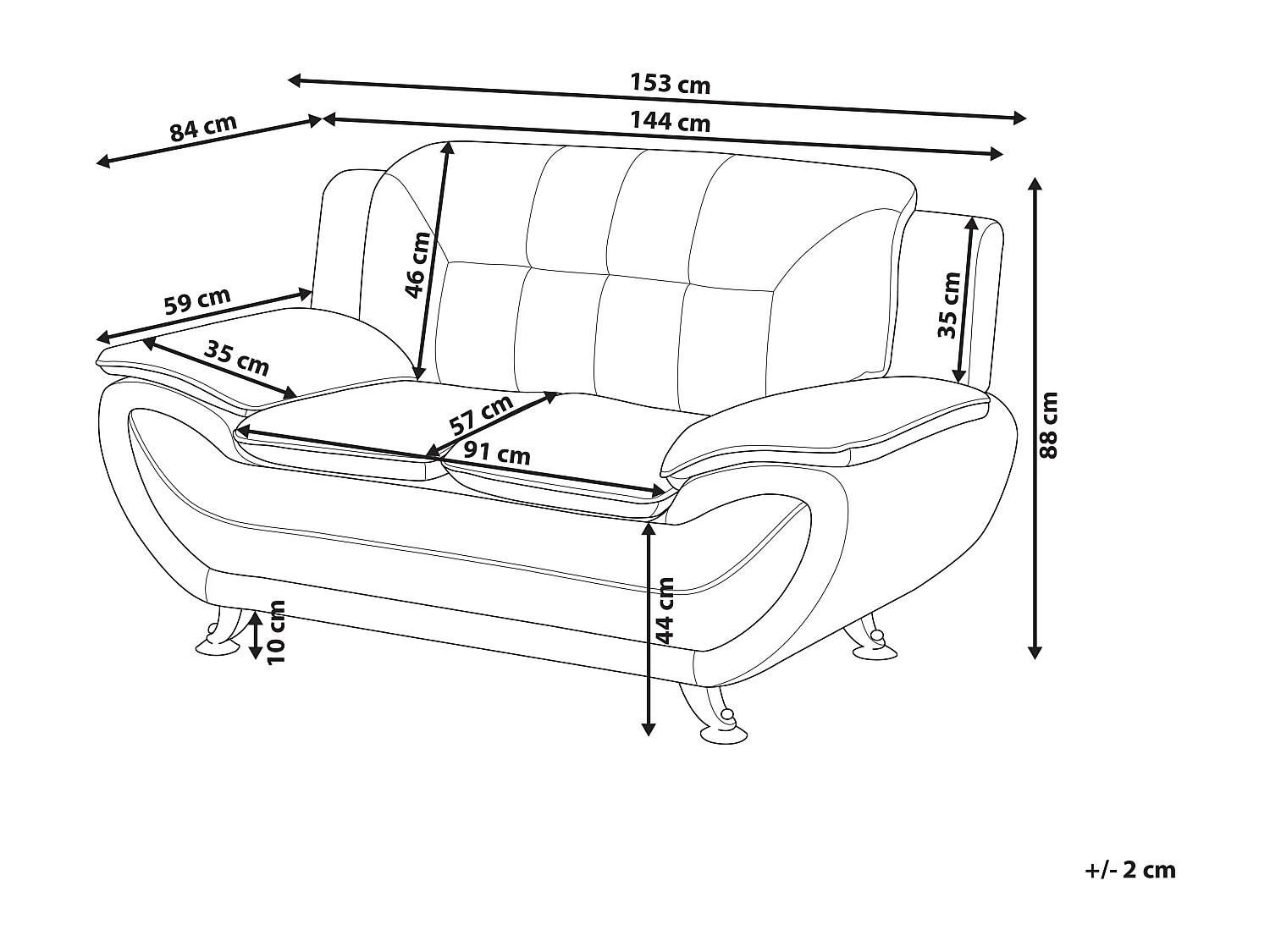 Sofa LEIRA Ekoskóra Szary dla 2 osób