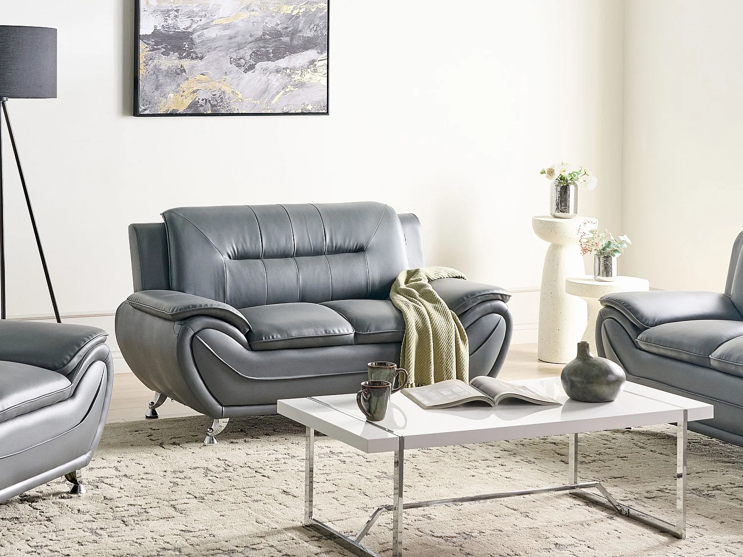 Bank LEIRA Kunstleer Grijs 2-zitter