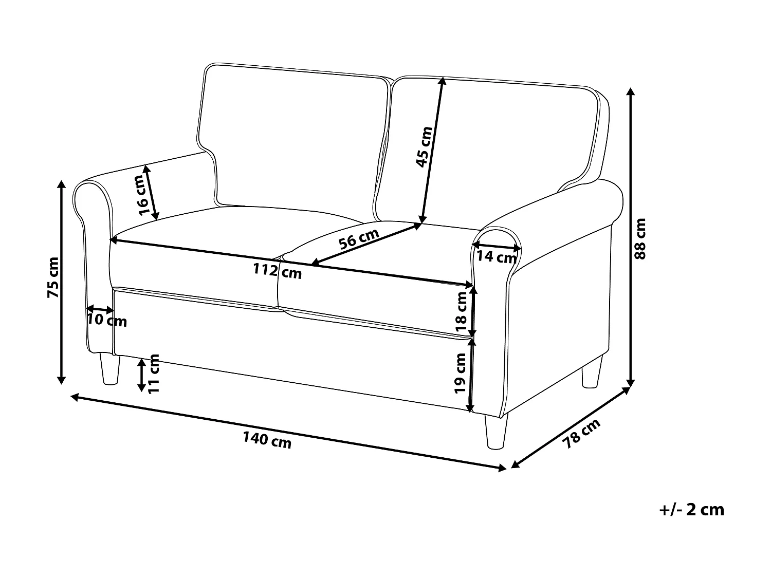 Canapé 2 places en velours beige RONNEBY