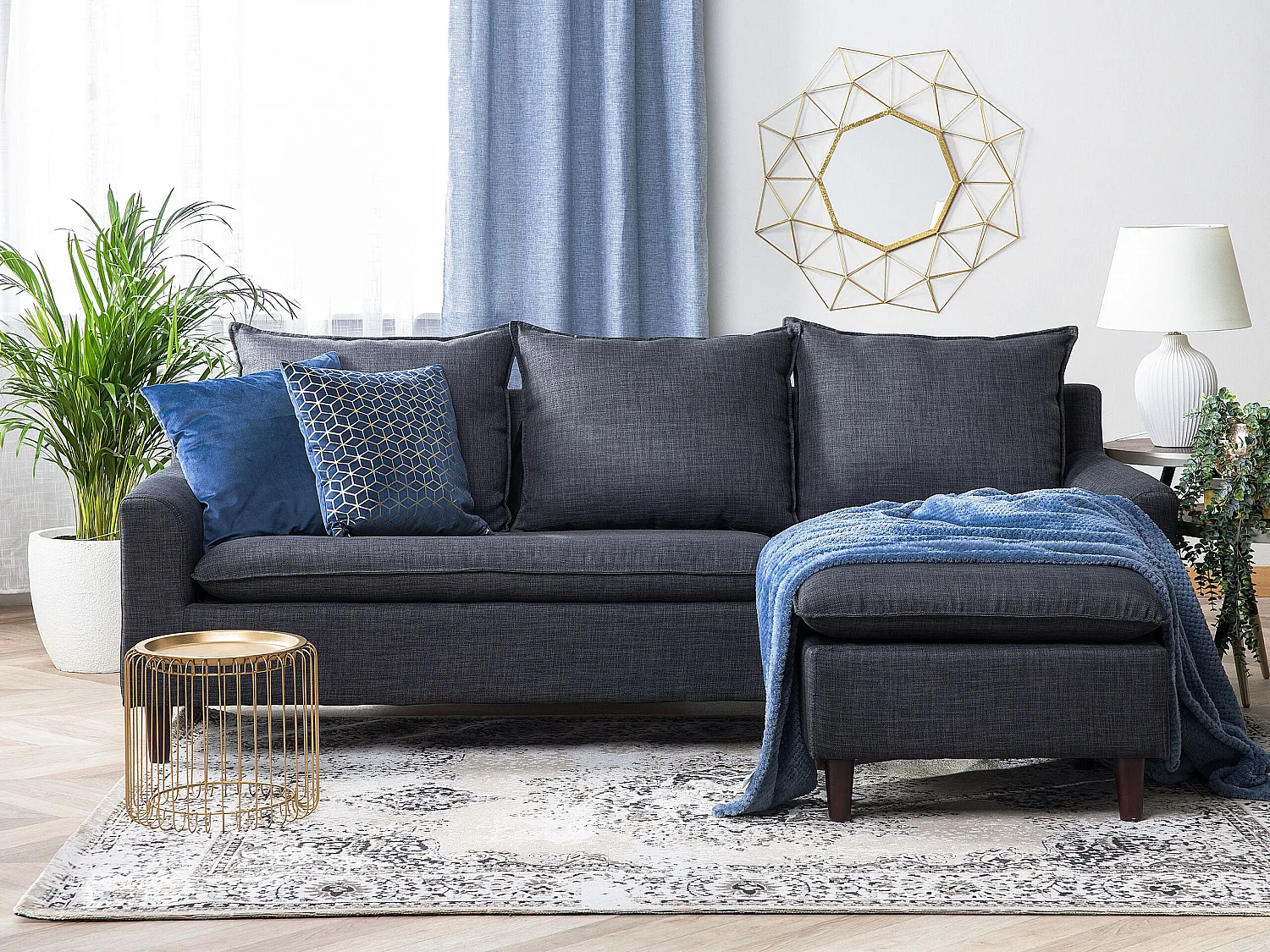 Trendy Ecksofa mit bewegbarer Ottomane Polsterbezug Dunkelgrau Elvenes