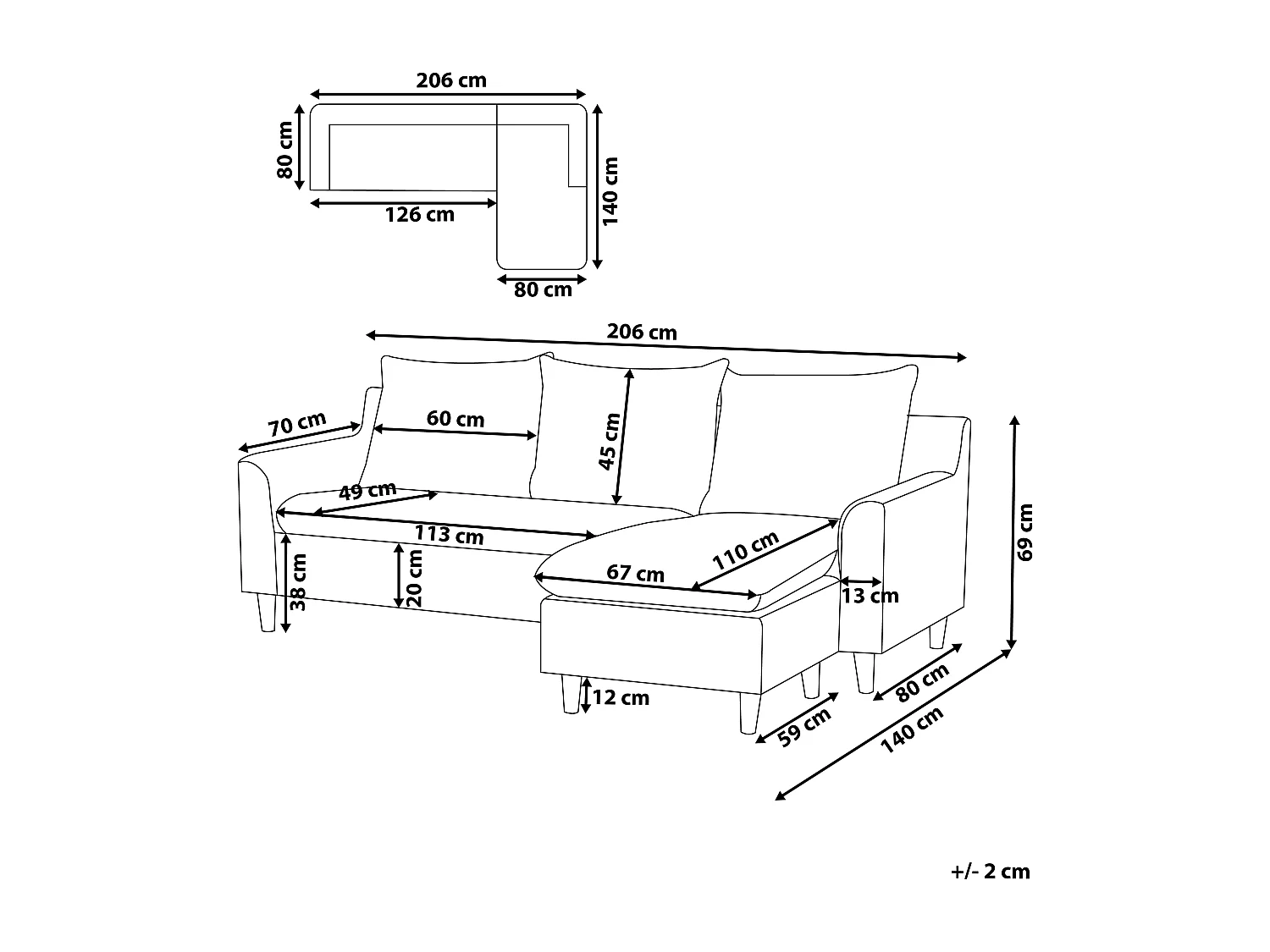 Trendy Ecksofa mit bewegbarer Ottomane Polsterbezug Dunkelgrau Elvenes