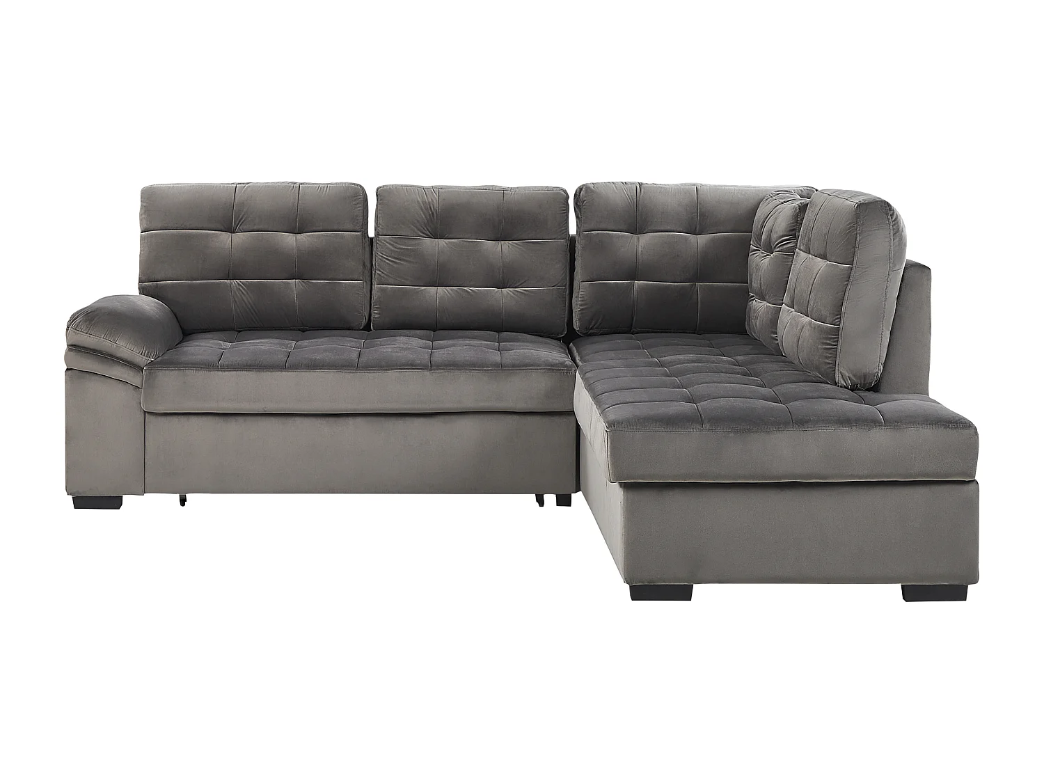 Narożnik rozkładany VARNAMO Welur Szary ze schowkiem dla 4 osób Lewostronny