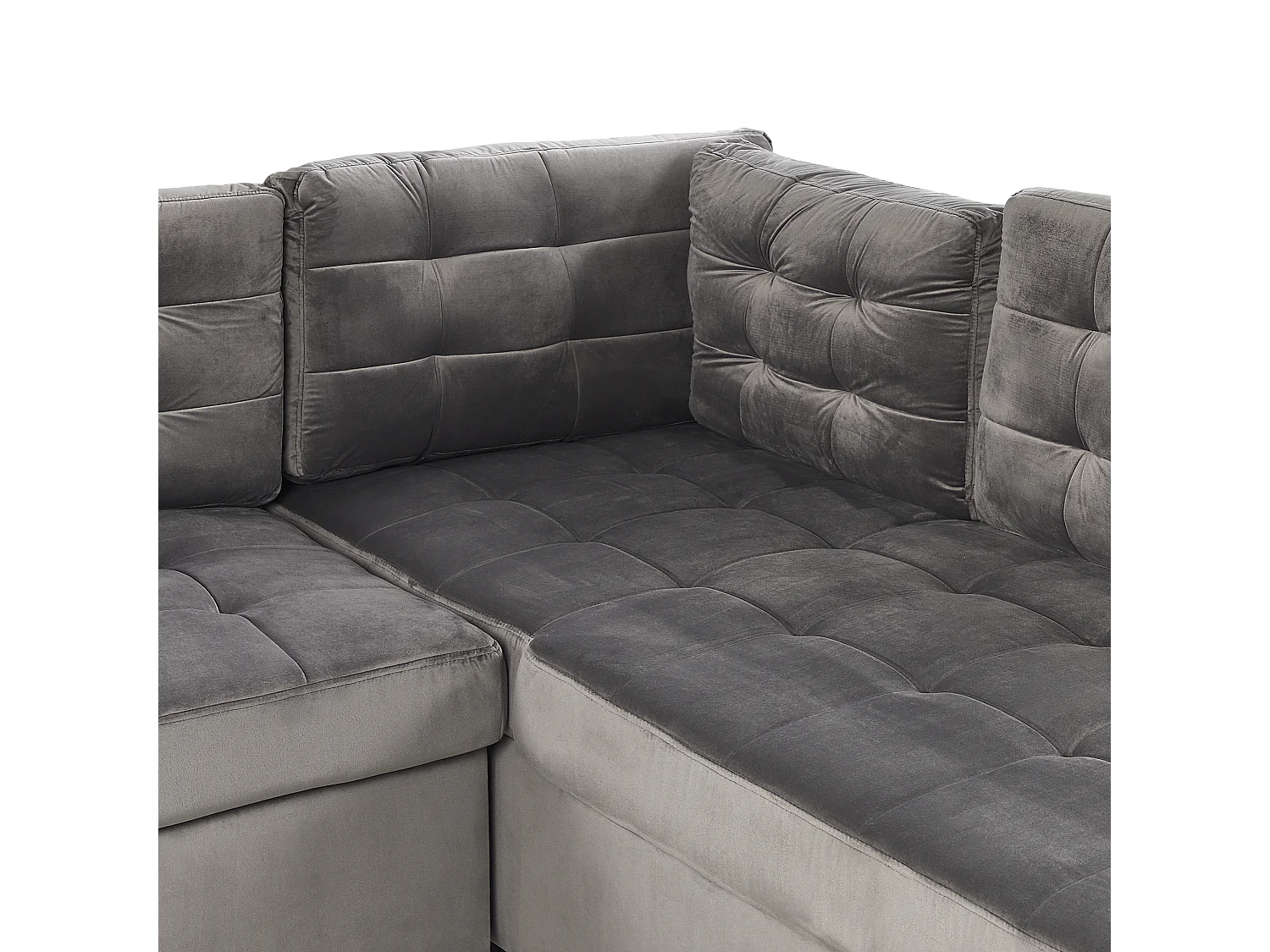 Narożnik rozkładany VARNAMO Welur Szary ze schowkiem dla 4 osób Lewostronny